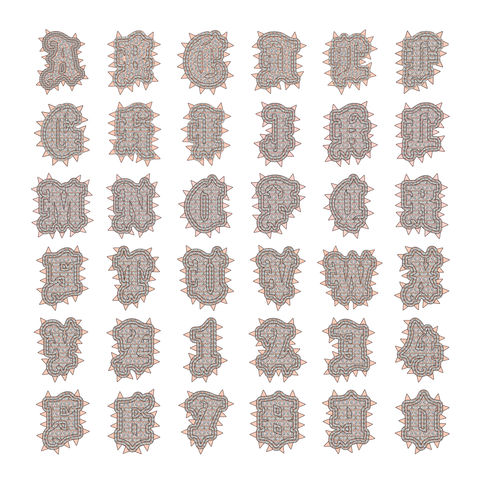 Custom Old English Willow Studded Font Pendant