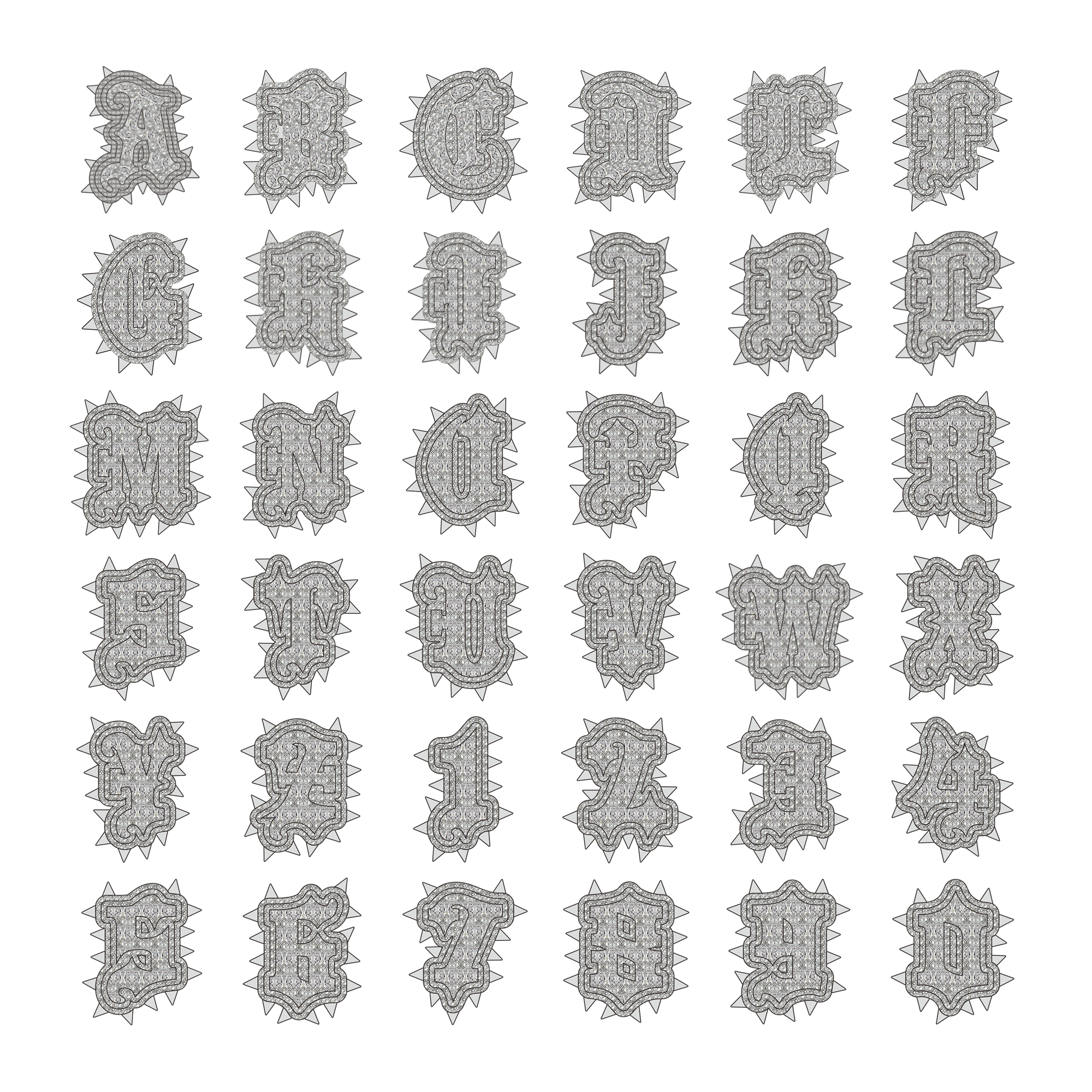 Custom Old English Willow Studded Font Pendant