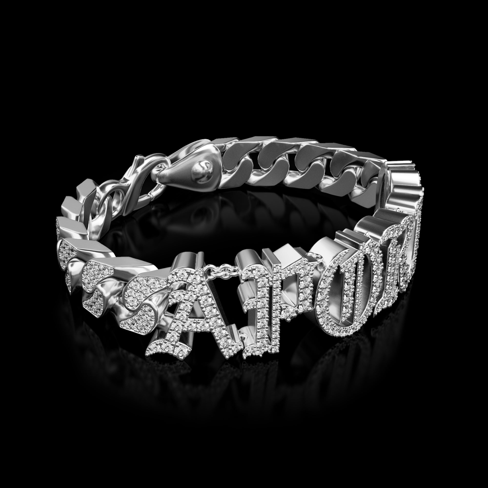 Iced Out Old English Letter/Number Custom Name Bracelet - 10mm