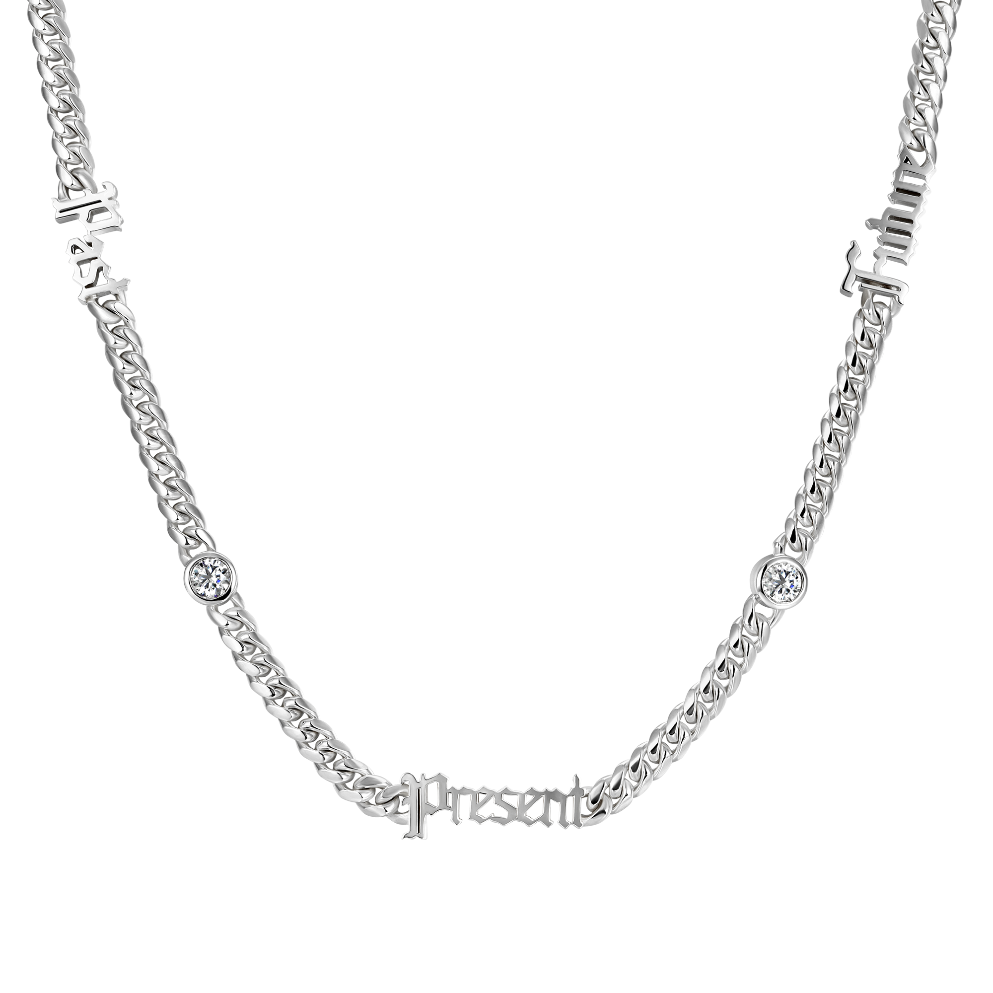 Custom 14k Gold Moissanite Old English Name Necklace - 5mm