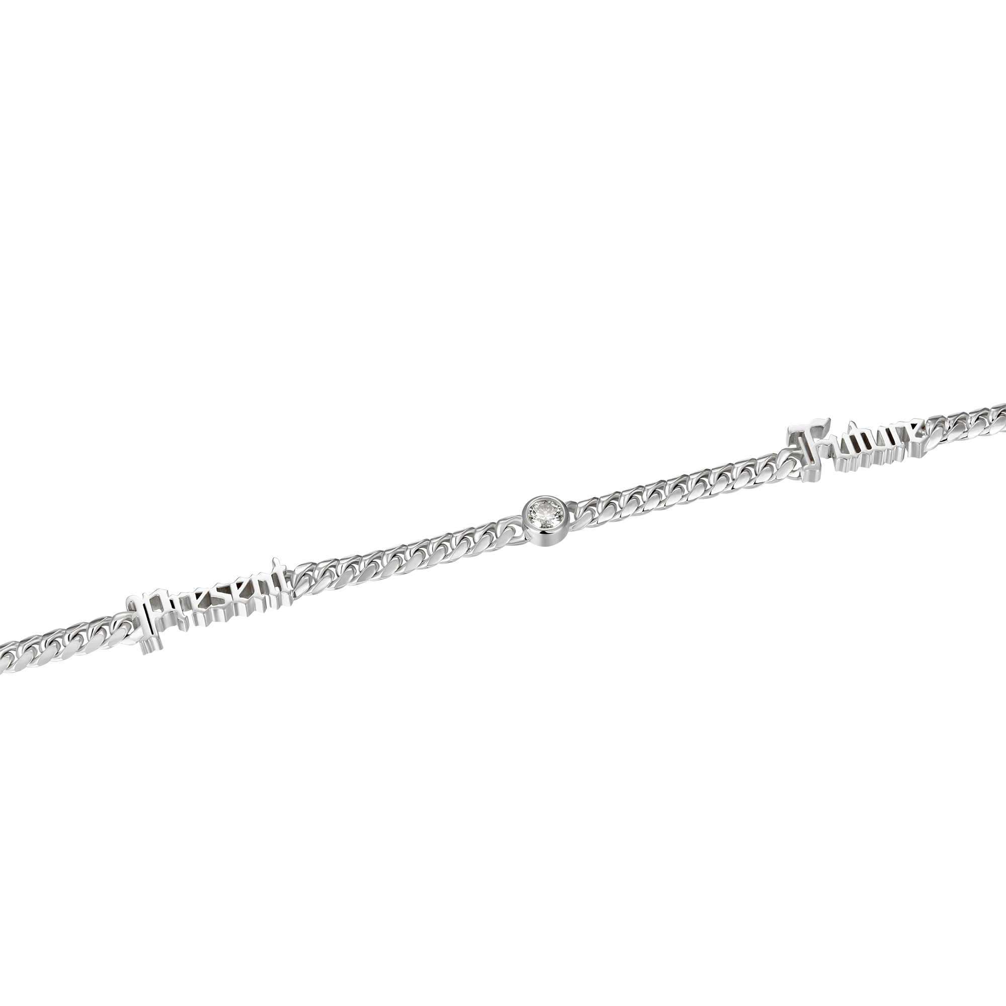 Custom 14k Gold Moissanite Old English Name Necklace - 5mm
