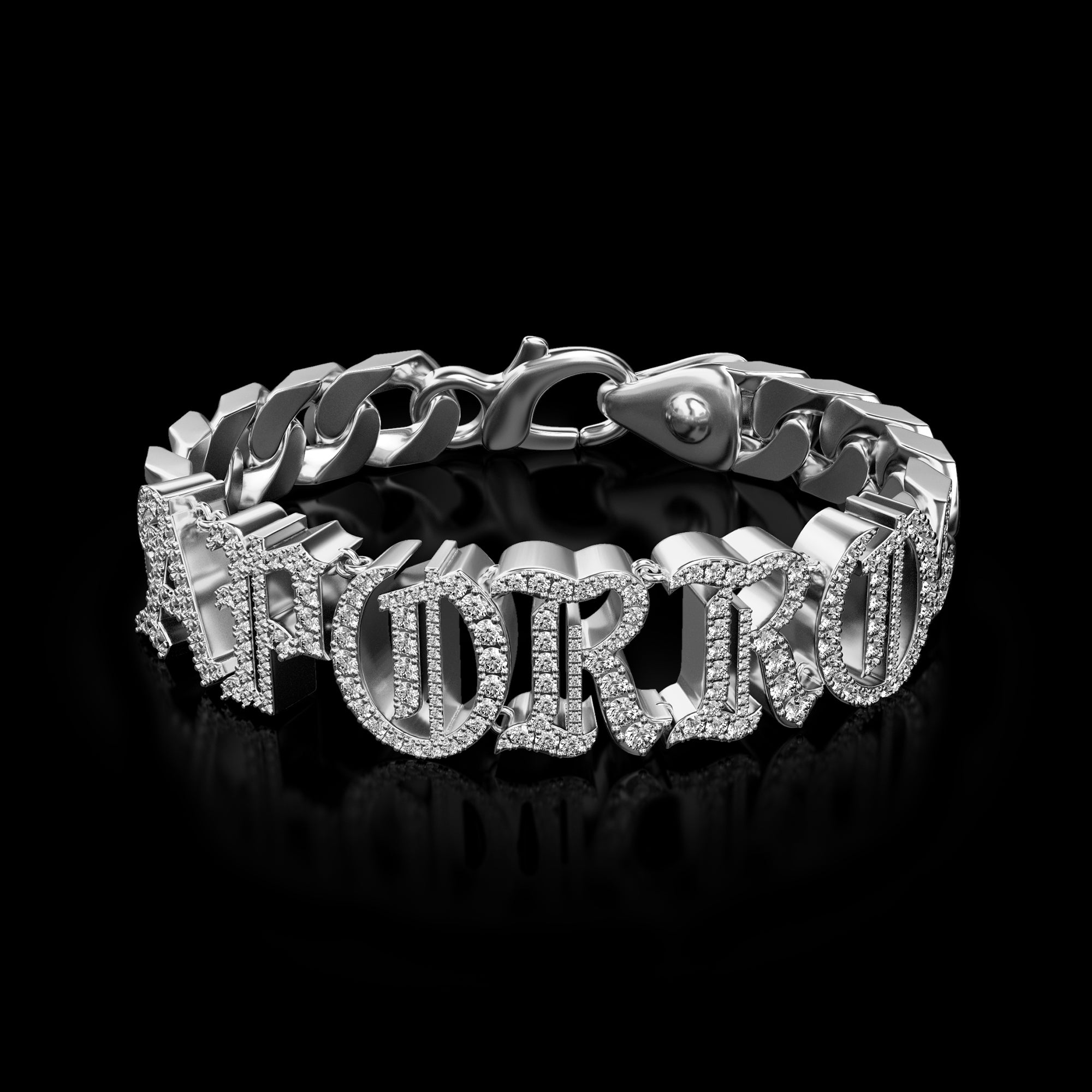 Iced Out Old English Letter/Number Custom Name Bracelet - 10mm