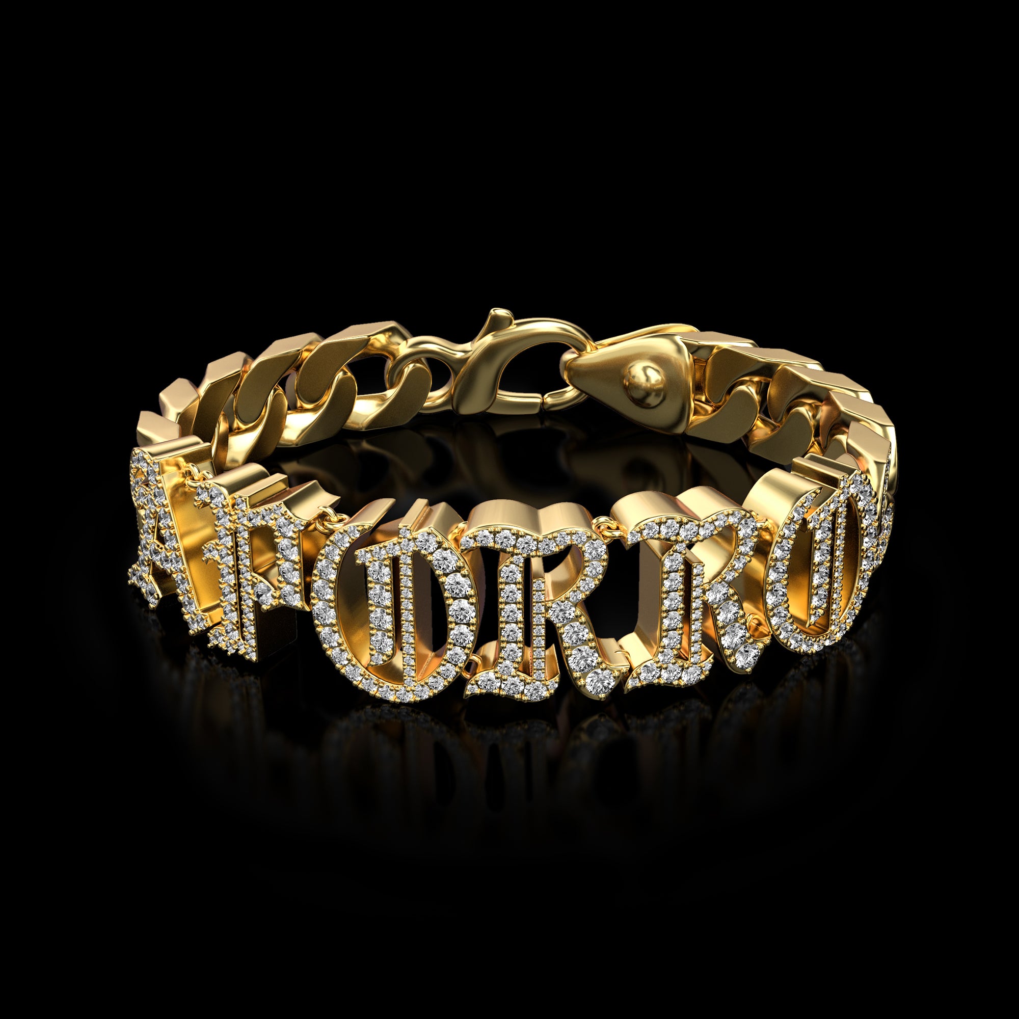 Iced Out Old English Letter/Number Custom Name Bracelet - 10mm