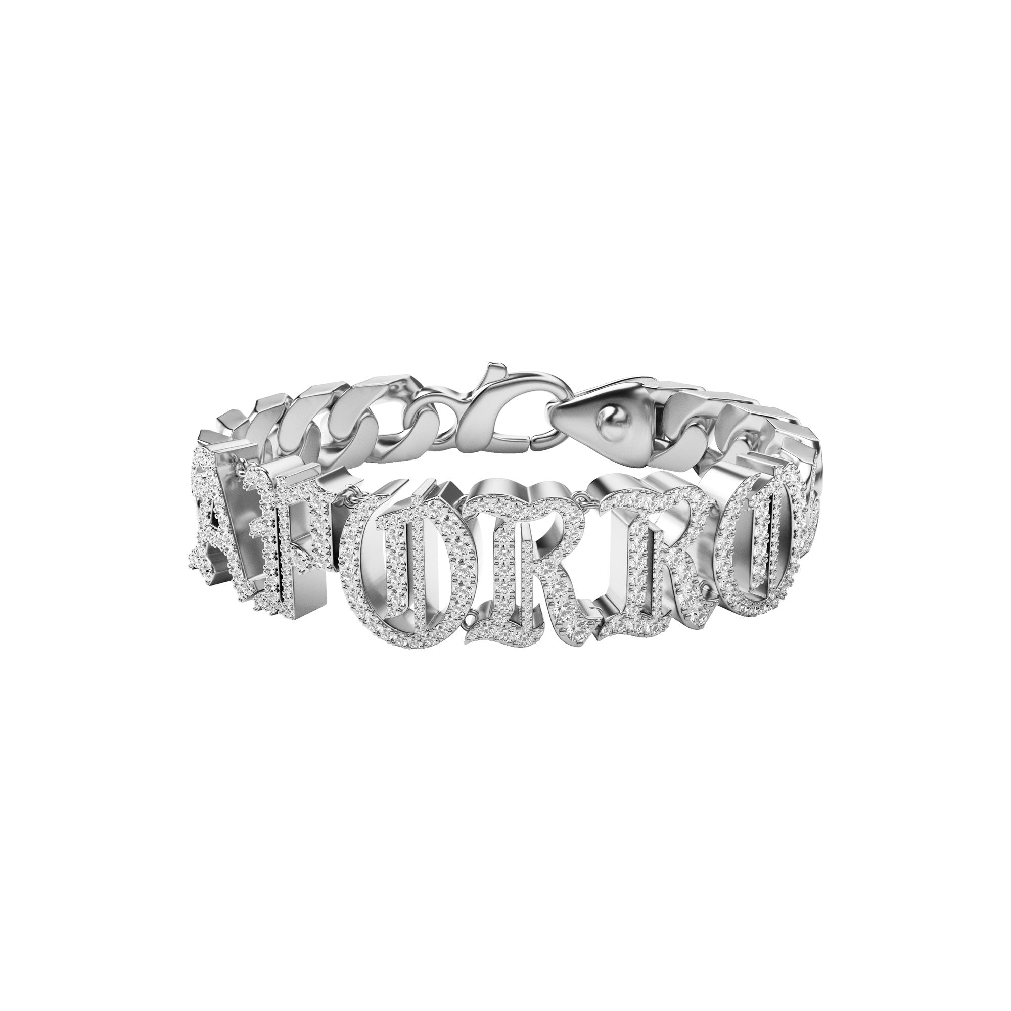 Iced Out Old English Letter/Number Custom Name Bracelet - 10mm