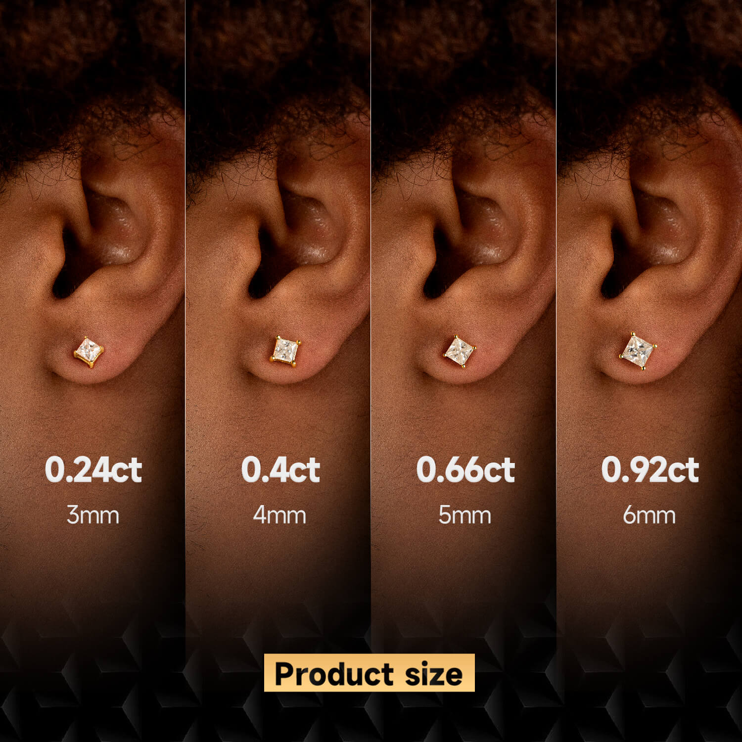 Moissanite S925 Princess Cut Stud Earring