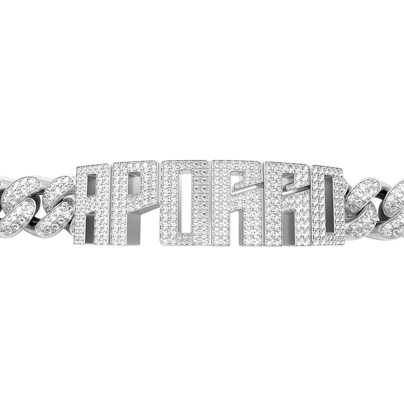 14K & White Gold Iced Cuban Name Bracelet-Men & Women Custom Jewelry - APORRO