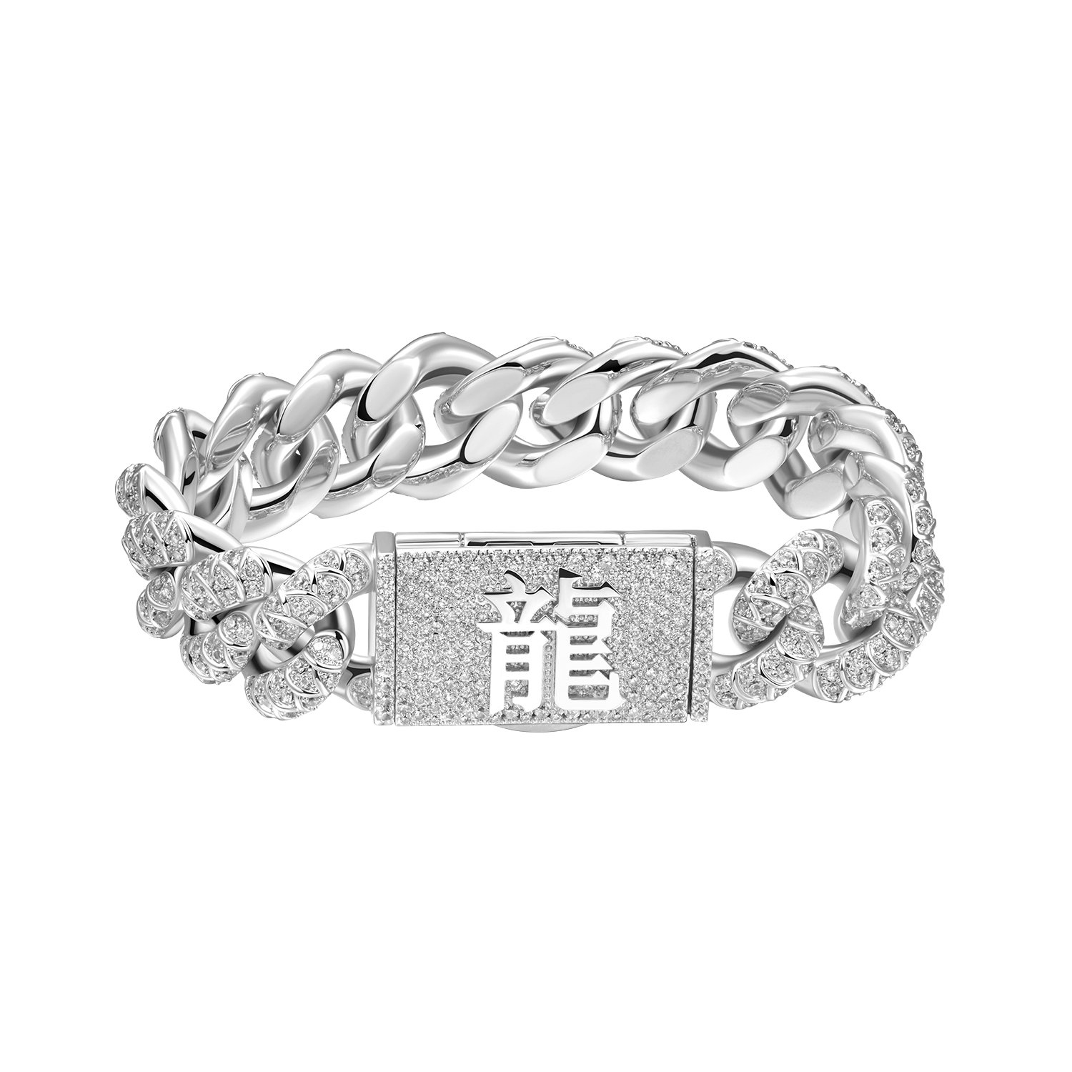WONG Dragon Box Clasp Cuban Bracelet - 15mm