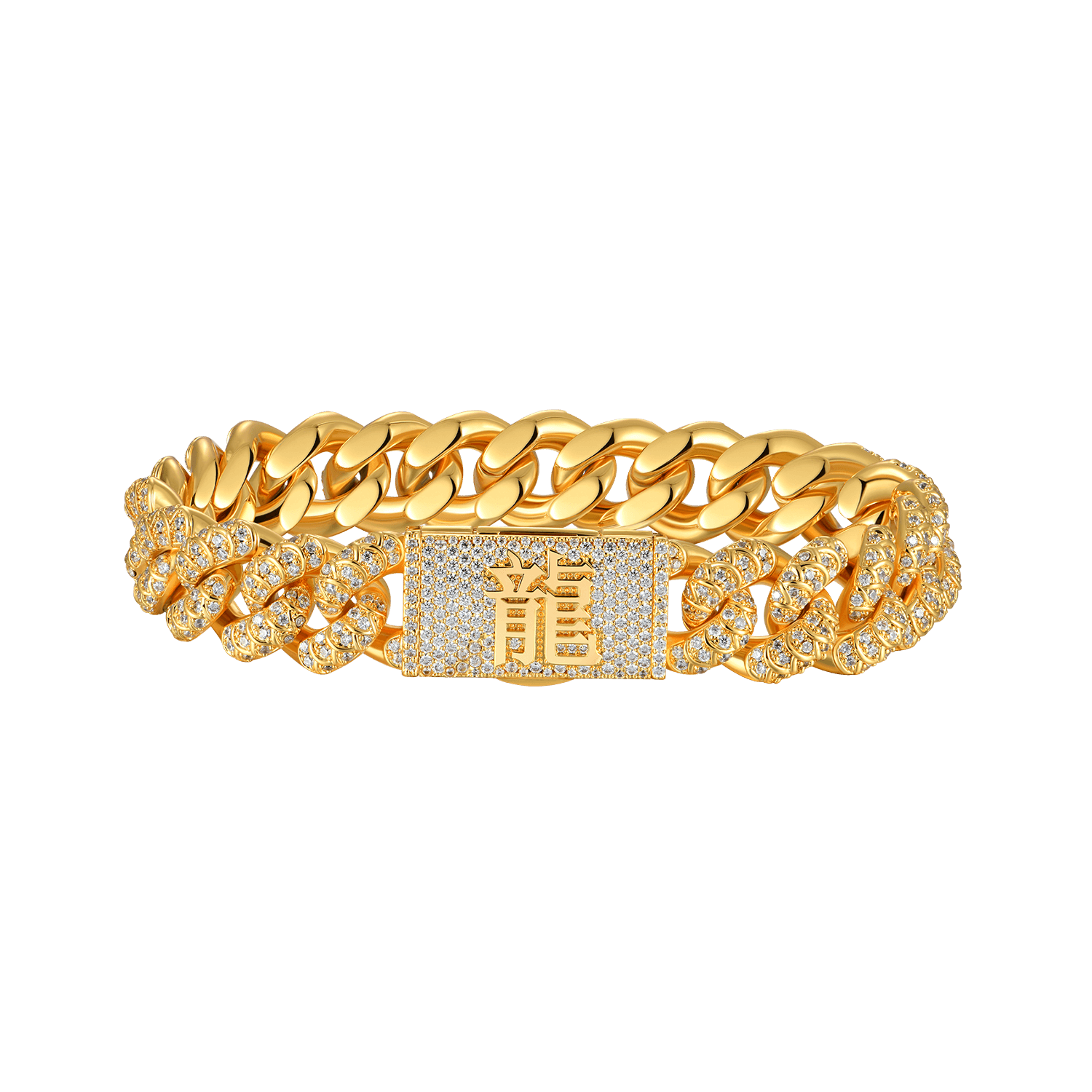 WONG Dragon Box Clasp Cuban Bracelet - 15mm