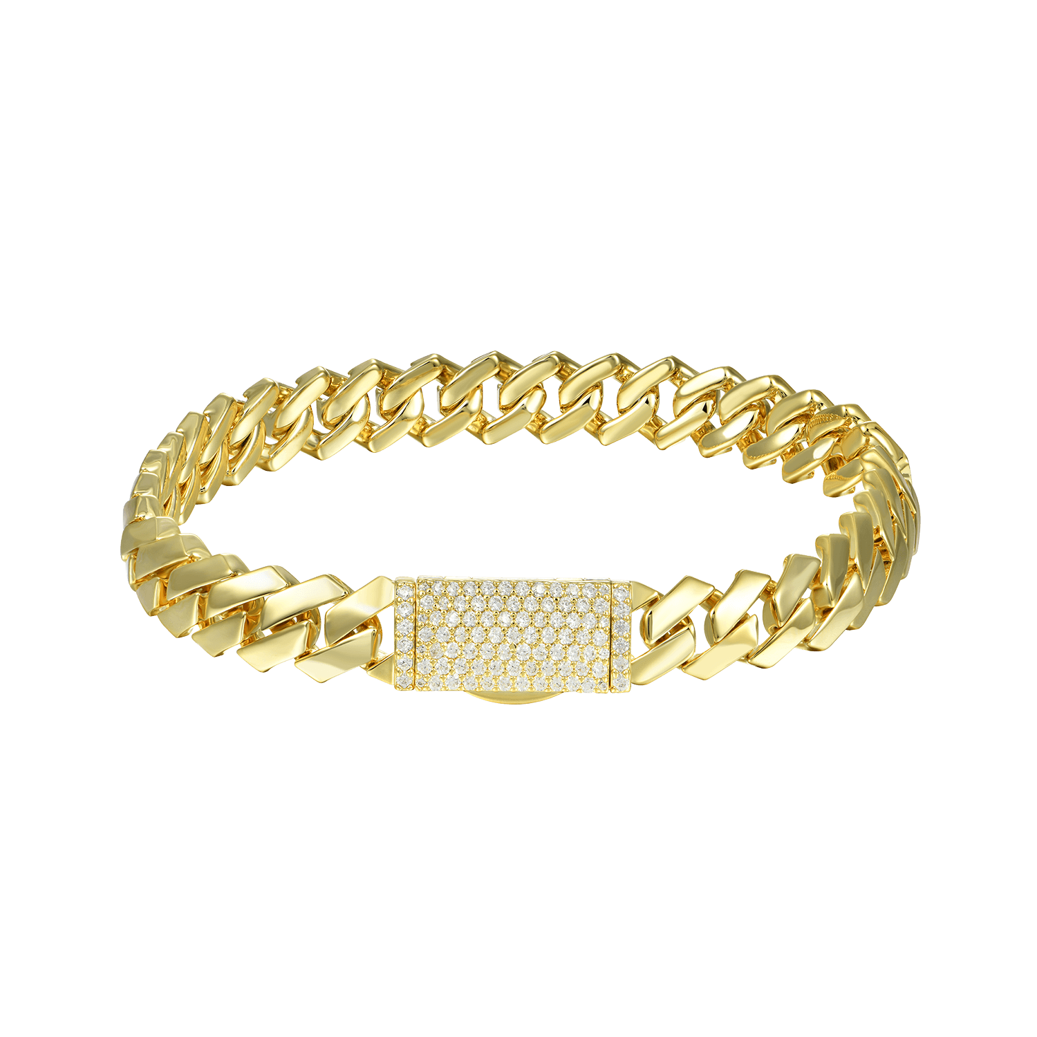 Plain Gold Prong Cuban Link Bracelet - 10mm
