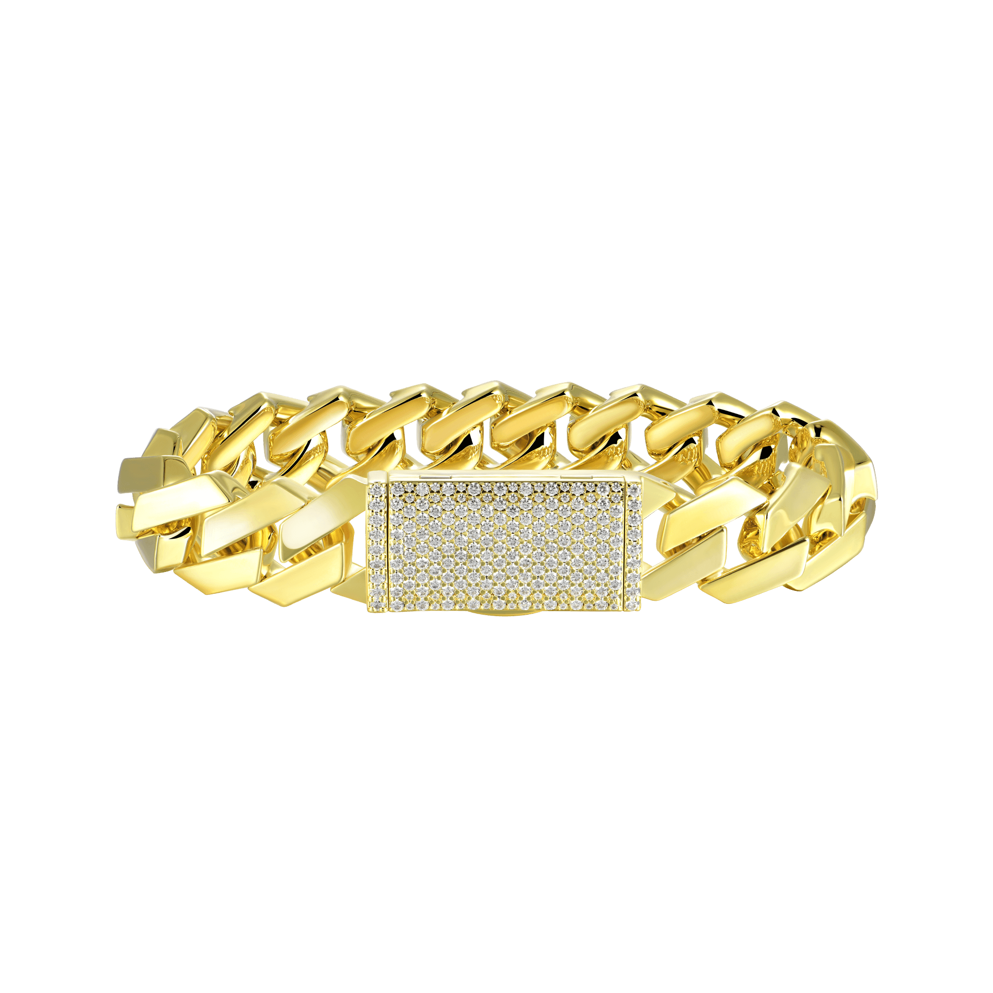 Plain Gold Prong Cuban Link Bracelet - 12mm