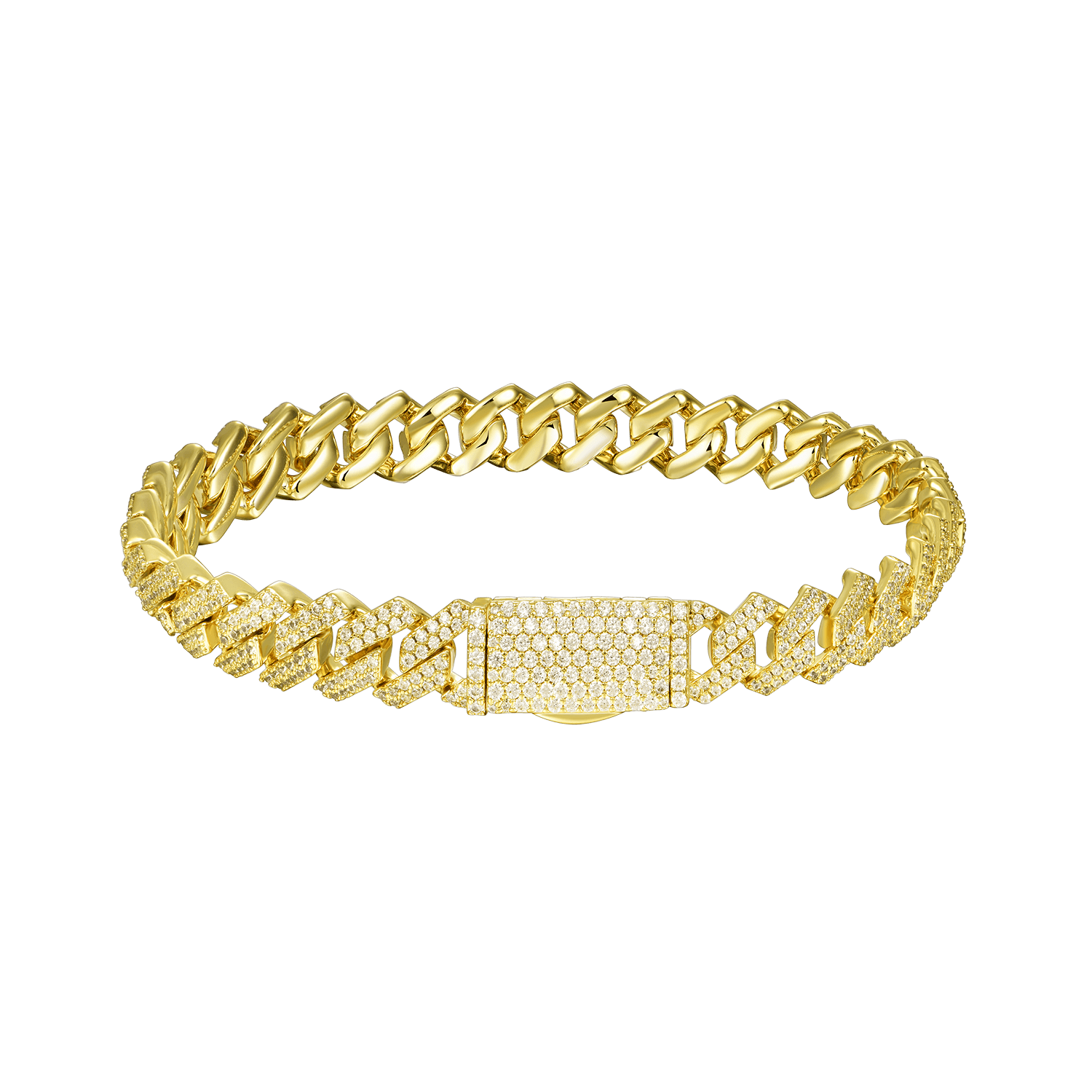 Moissanite Round Cut Prong Cuban Link Bracelet - 8mm