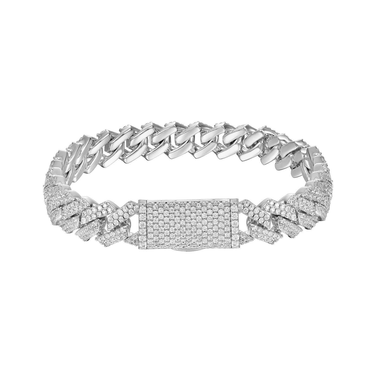 Moissanite Round Cut Prong Cuban Link Bracelet - 10mm