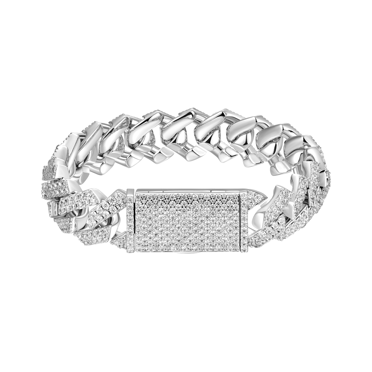 Moissanite Round Cut Prong Cuban Link Bracelet - 12mm