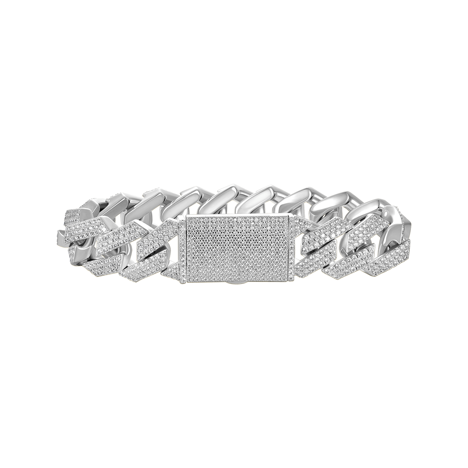 Moissanite Round Cut Prong Cuban Link Bracelet - 15mm