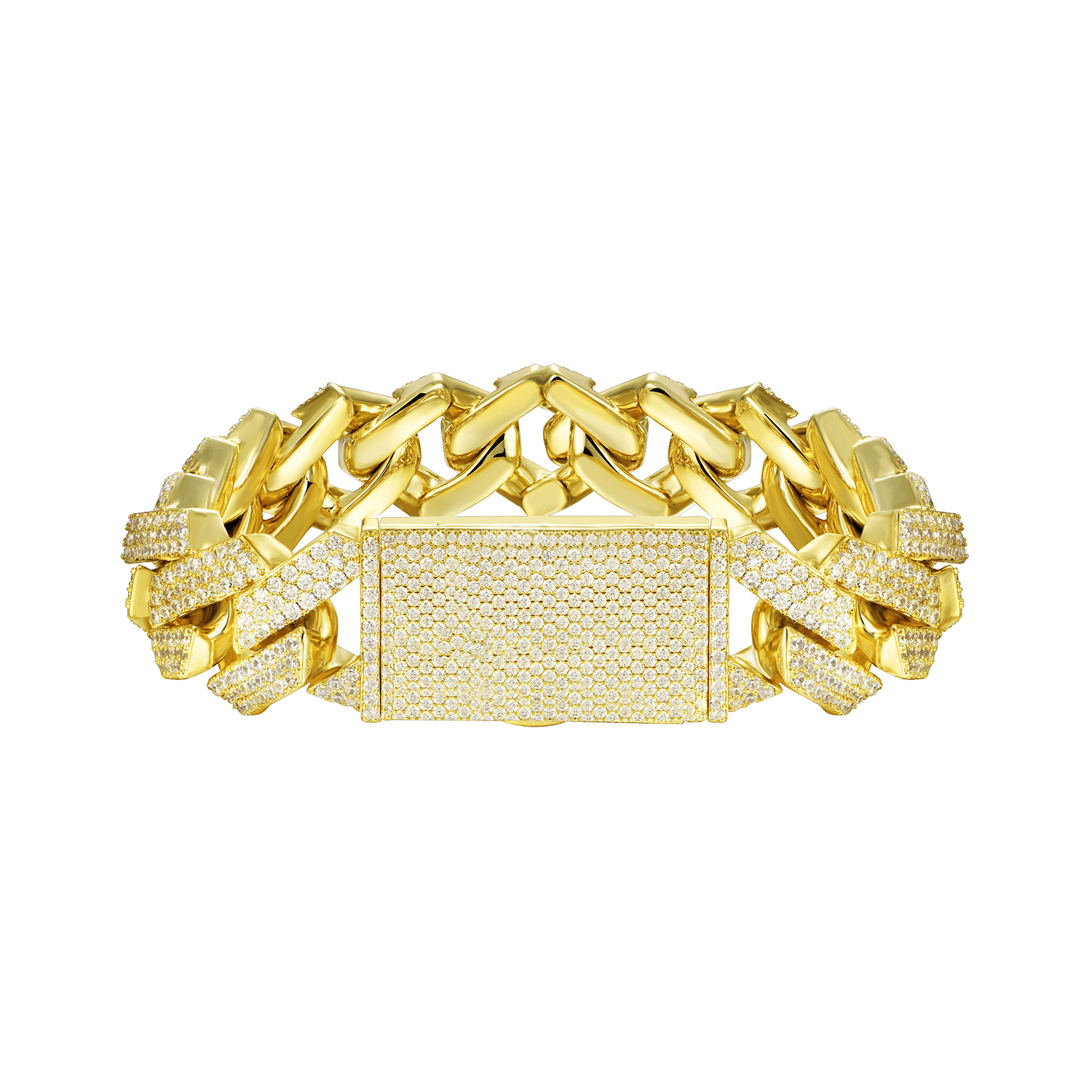 Moissanite Round Cut Prong Cuban Link Bracelet - 19mm