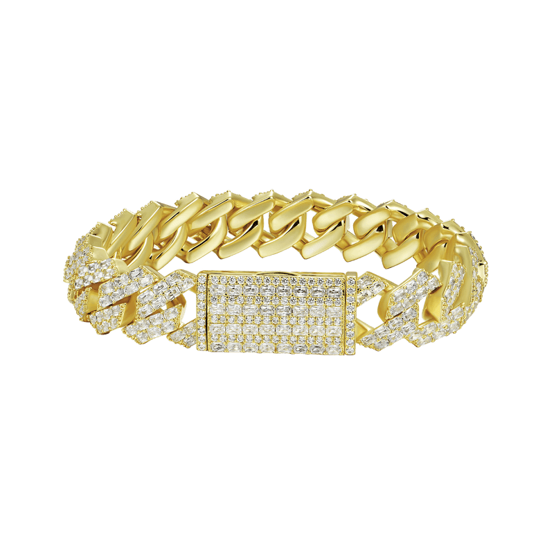 10mm Moissanite Diamond Prong Link Bracelet - 14K & White Gold - APORRO