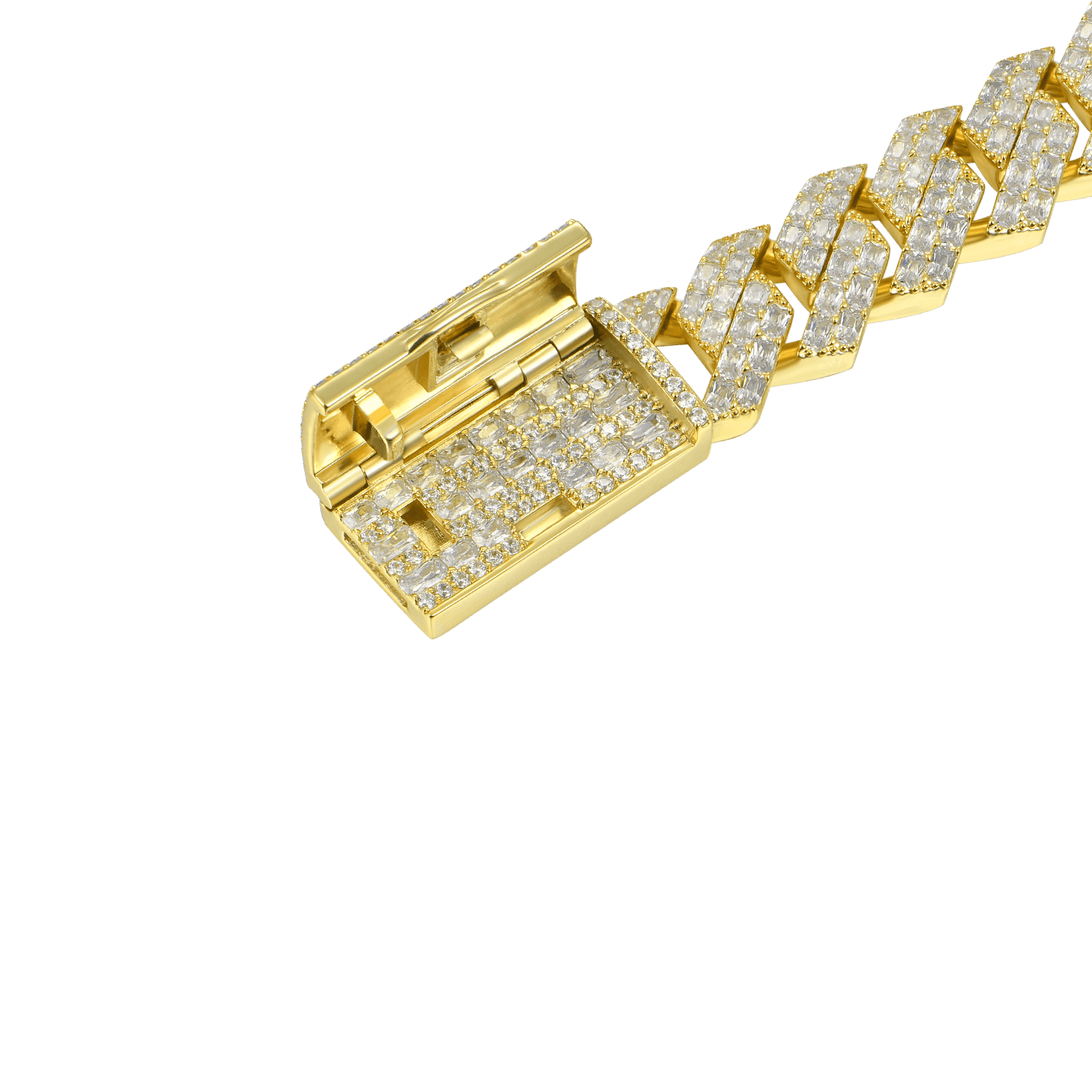 Emerald Cut Prong Cuban Link Bracelet - 15mm