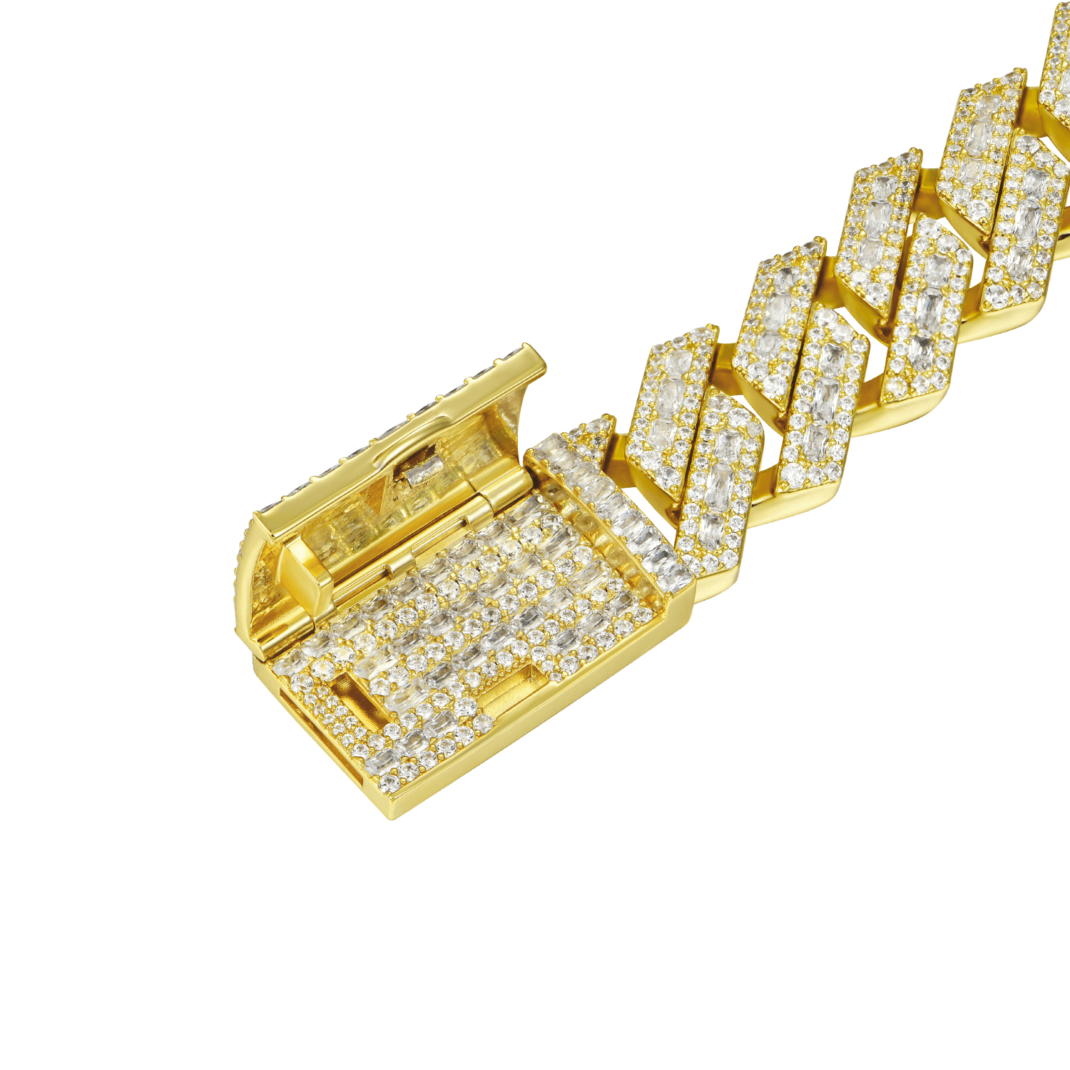 Halo Emerald Cut Prong Cuban Link Bracelet