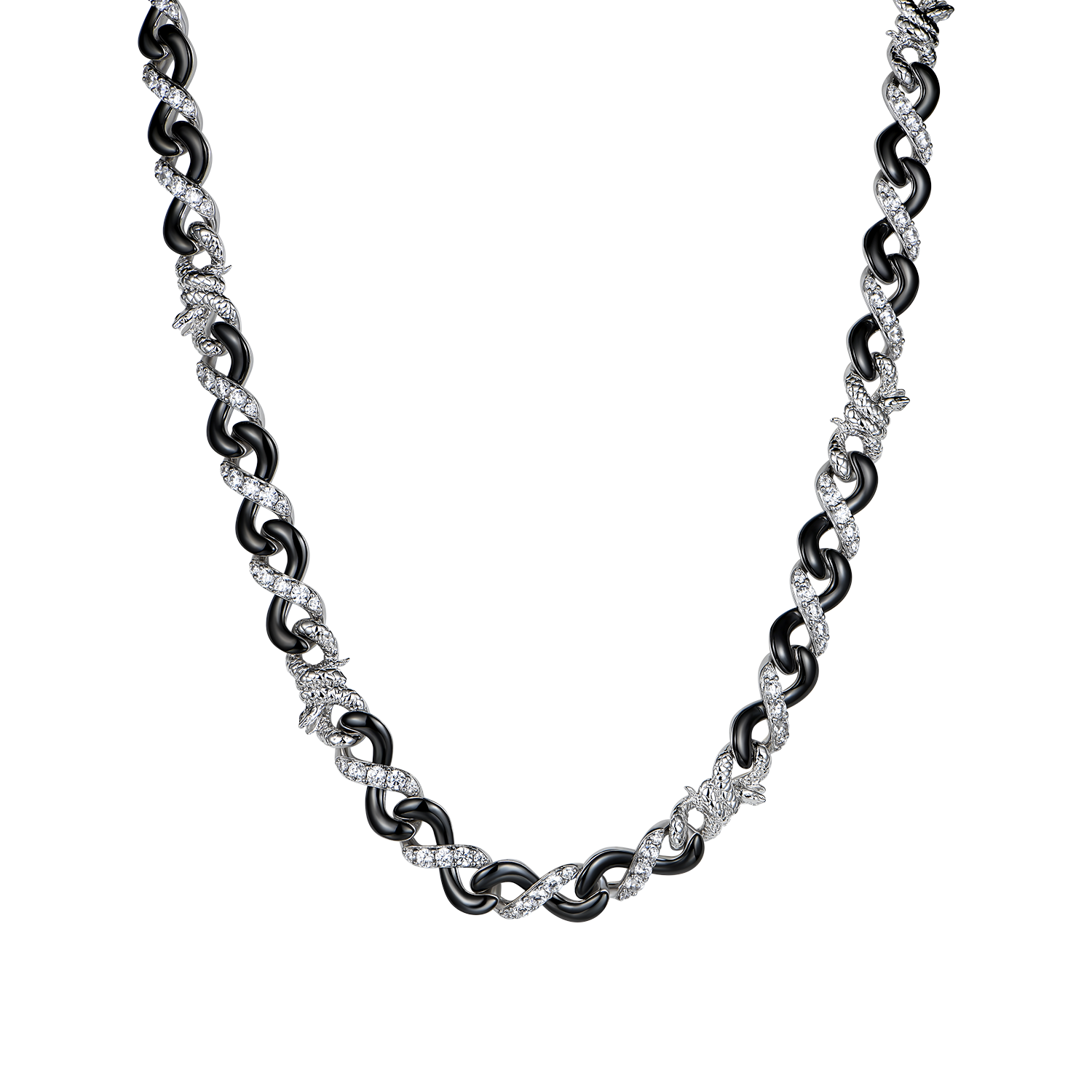 Infinity Two-tone Snake Clasp Link Chain - 8mm