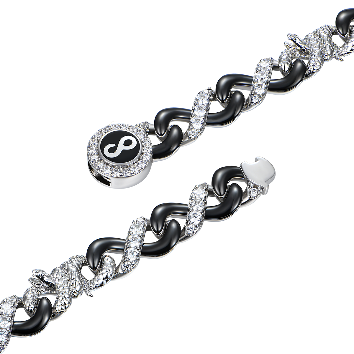 Infinity Two-tone Snake Clasp Link Chain - 8mm