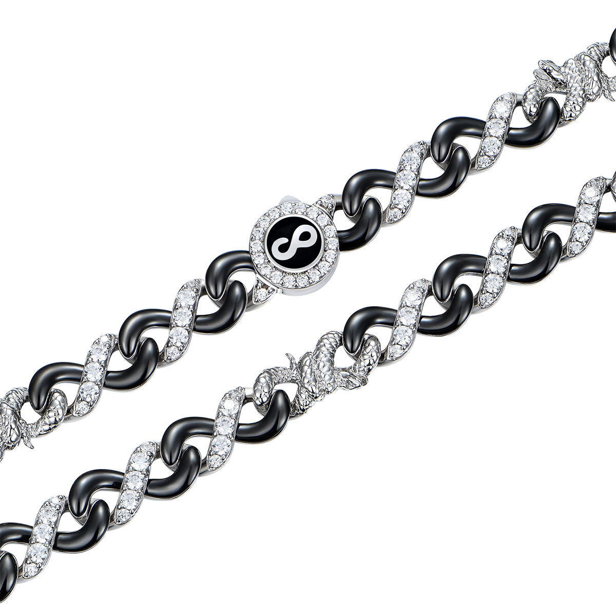 Infinity Two-tone Snake Clasp Link Chain - 8mm