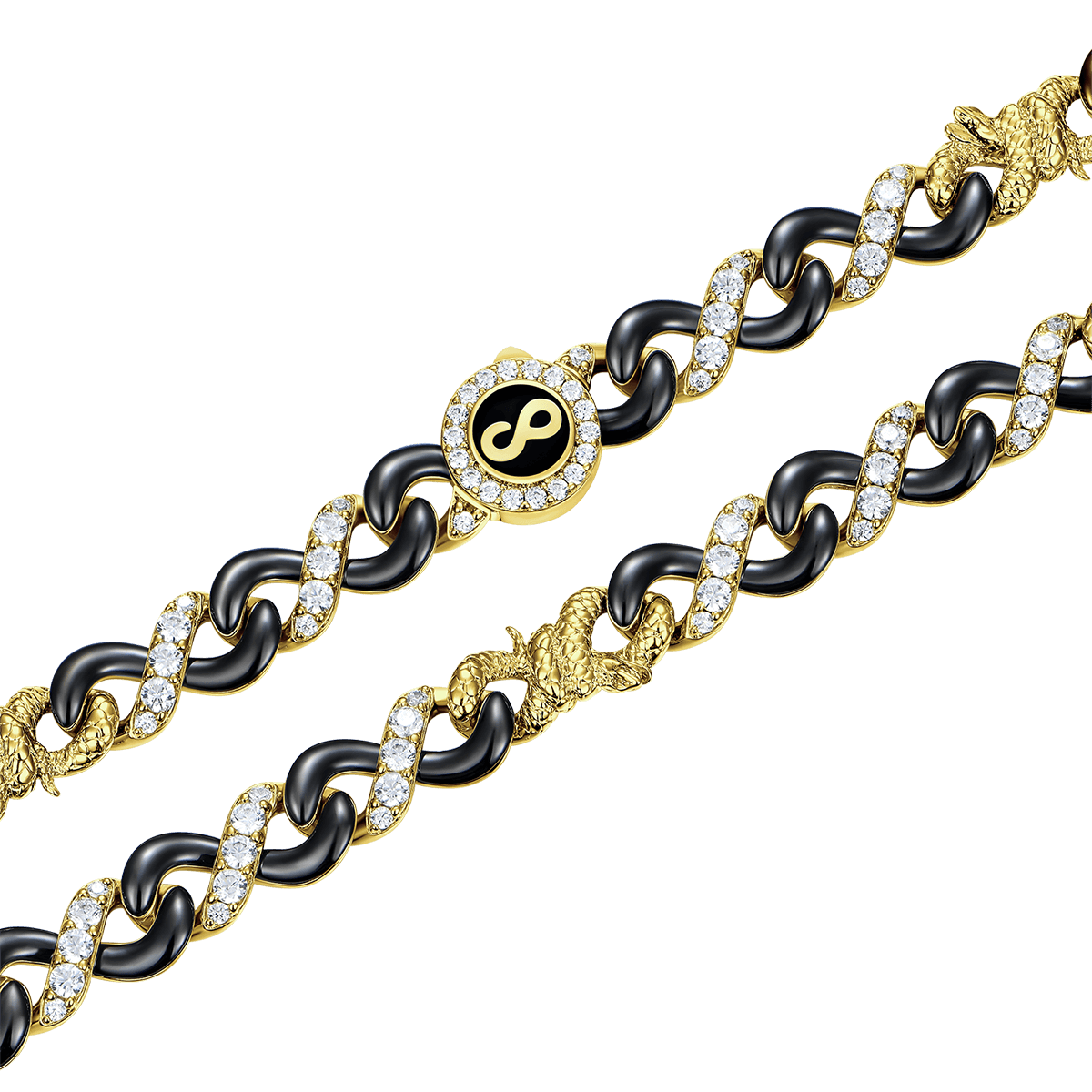 Infinity Two-tone Snake Clasp Link Chain - 8mm
