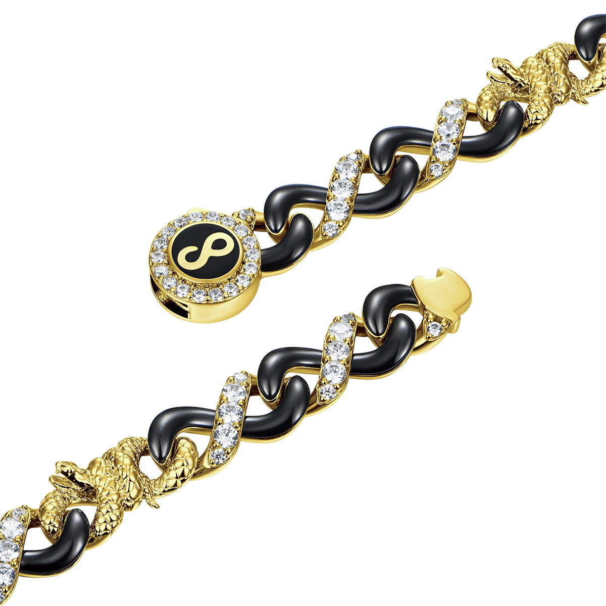 Infinity Two-tone Snake Clasp Link Chain - 8mm