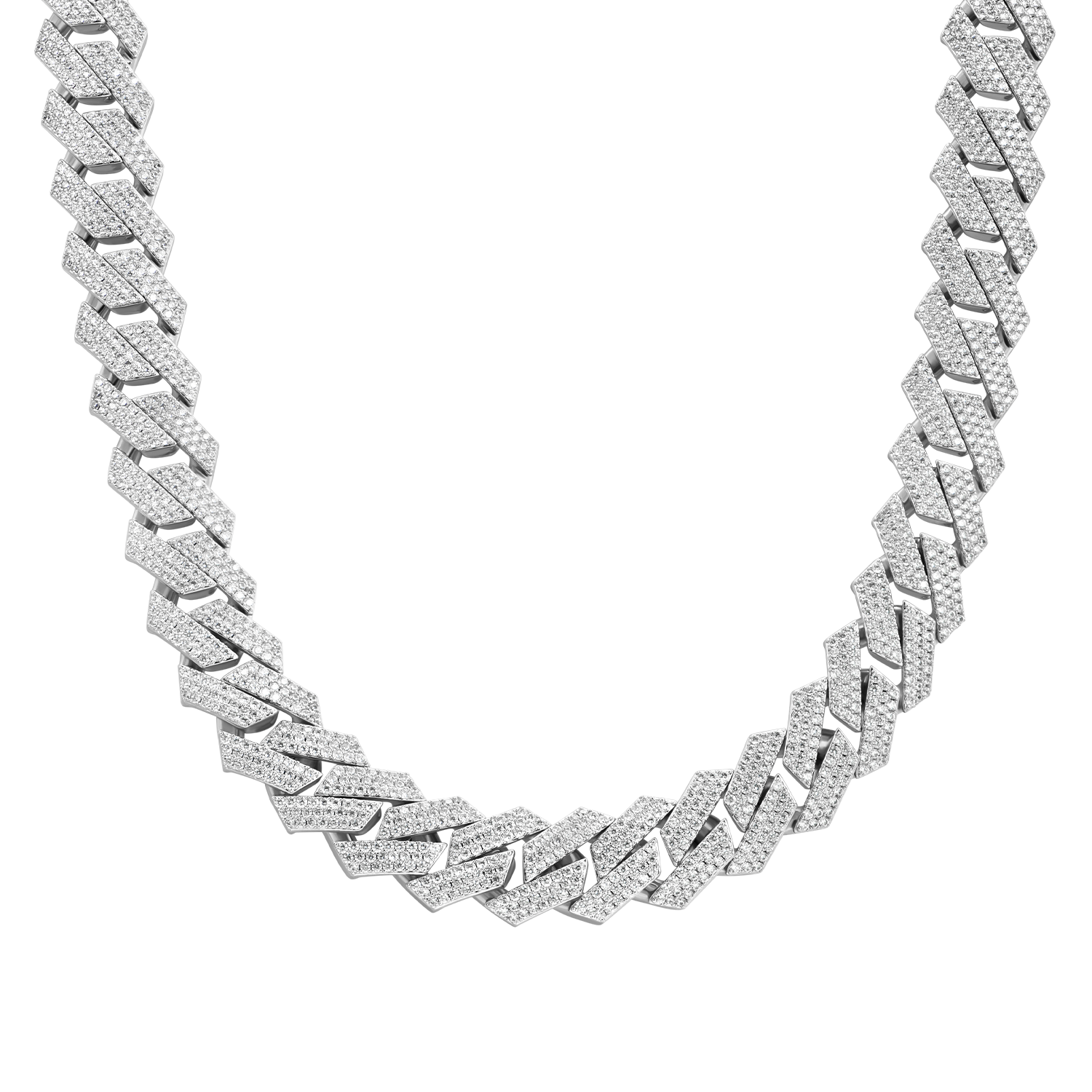 Moissanite Round Cut Prong Cuban Link Chain - 19mm