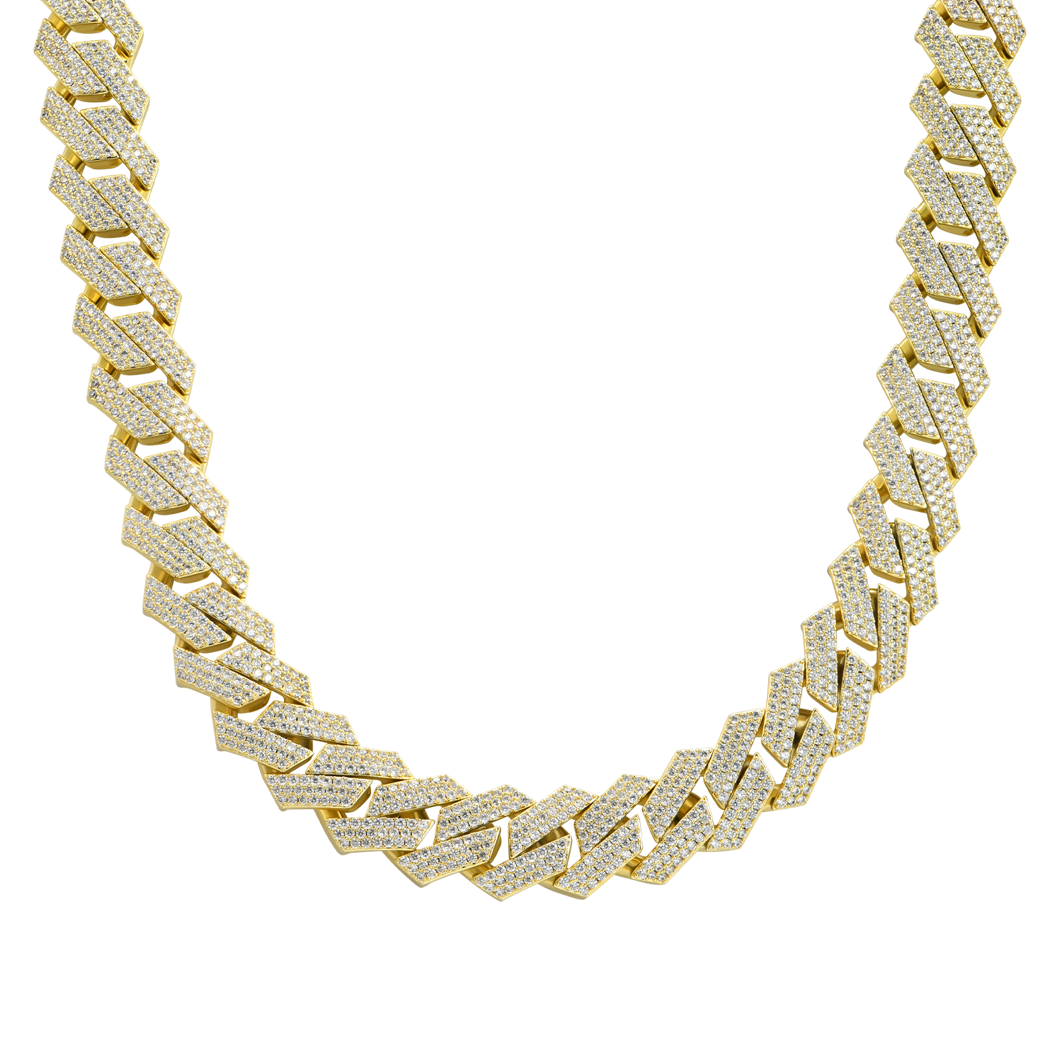 Moissanite Round Cut Prong Cuban Link Chain - 19mm