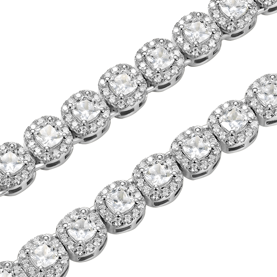 Women's Cushion Cut Clustered Tennis Chain - 7mm