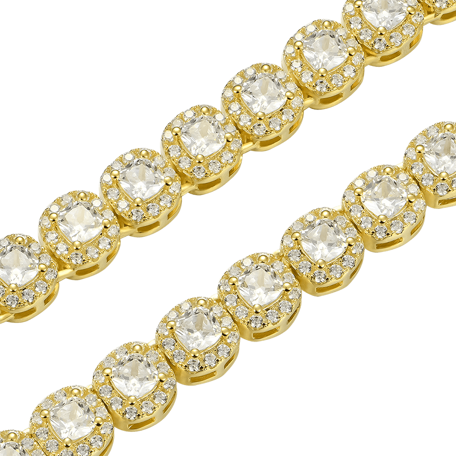 Women's Cushion Cut Clustered Tennis Chain - 7mm
