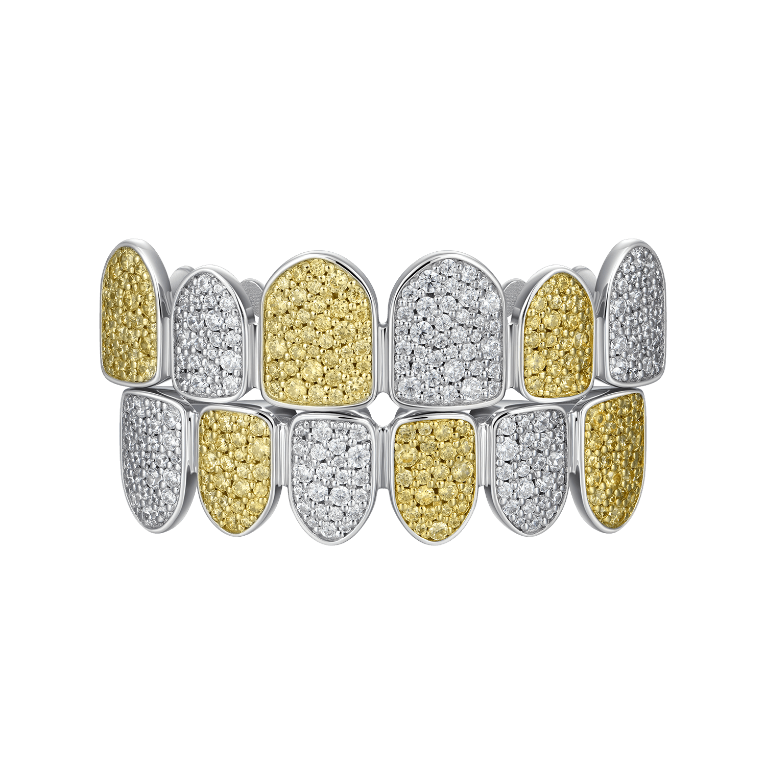 Pre-made Yellow White Irregular Shape Diamond Grillz