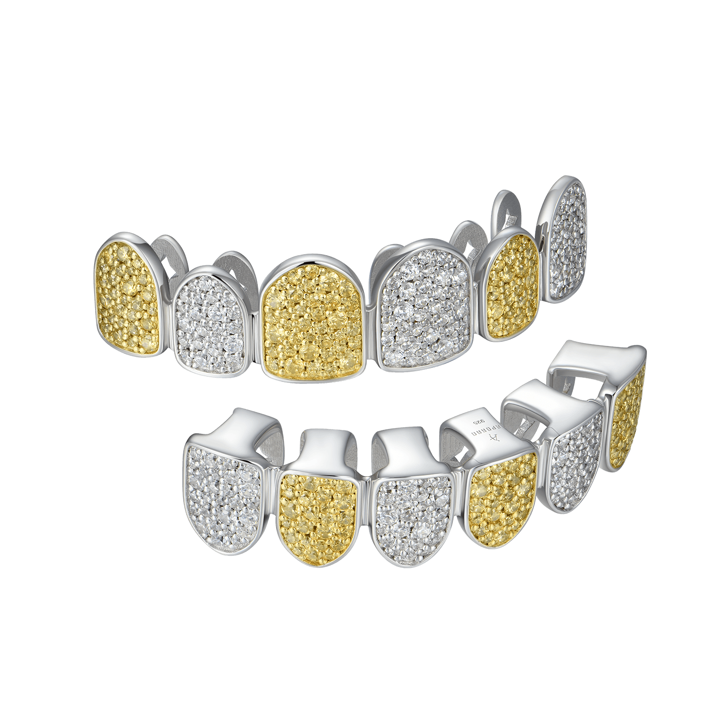 Pre-made Yellow White Irregular Shape Diamond Grillz