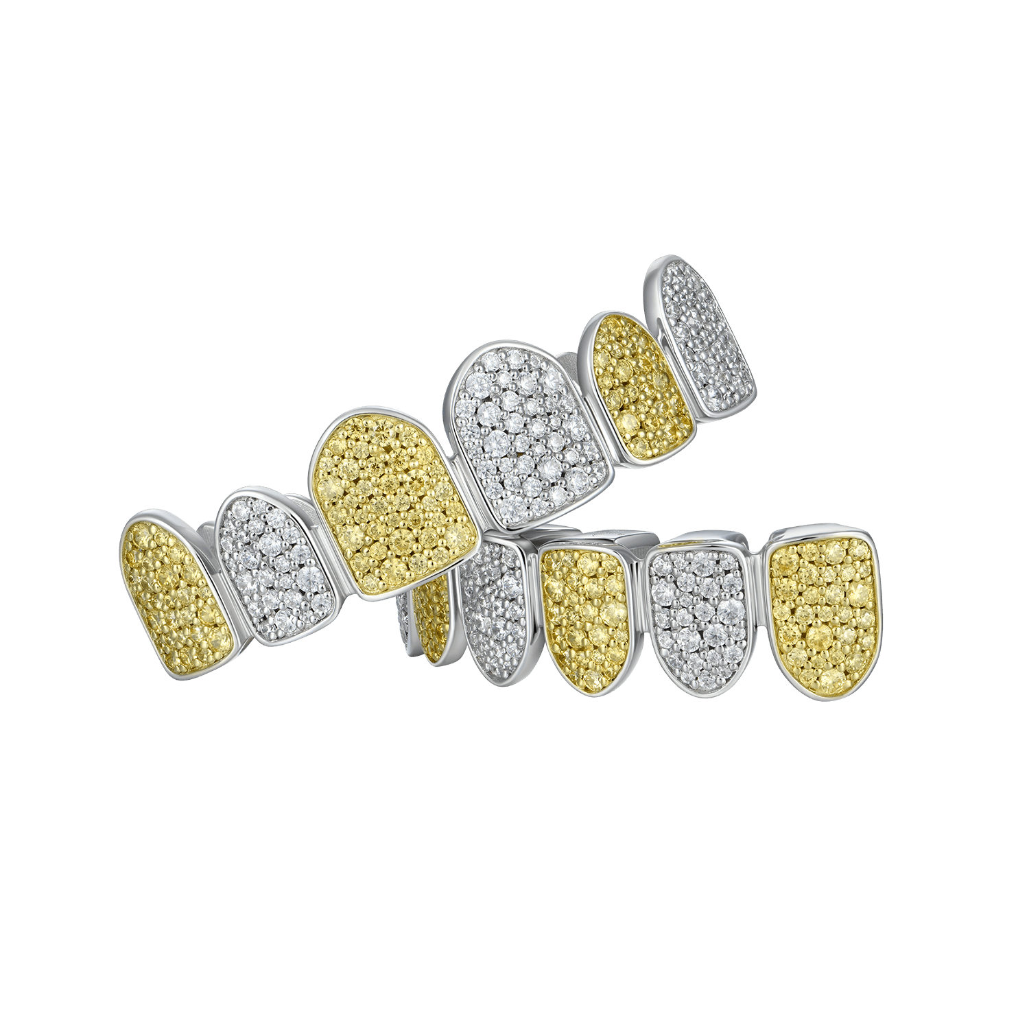 Pre-made Yellow White Irregular Shape Diamond Grillz