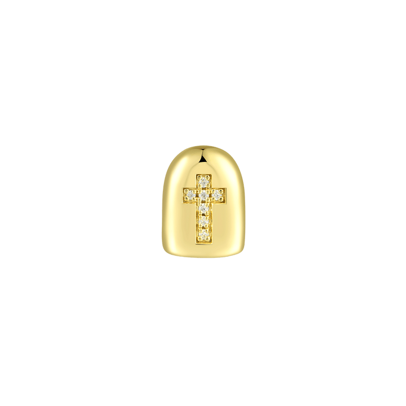 Pre-made Single Yellow White Irregular Shape Diamond Cross Grillz - APORRO