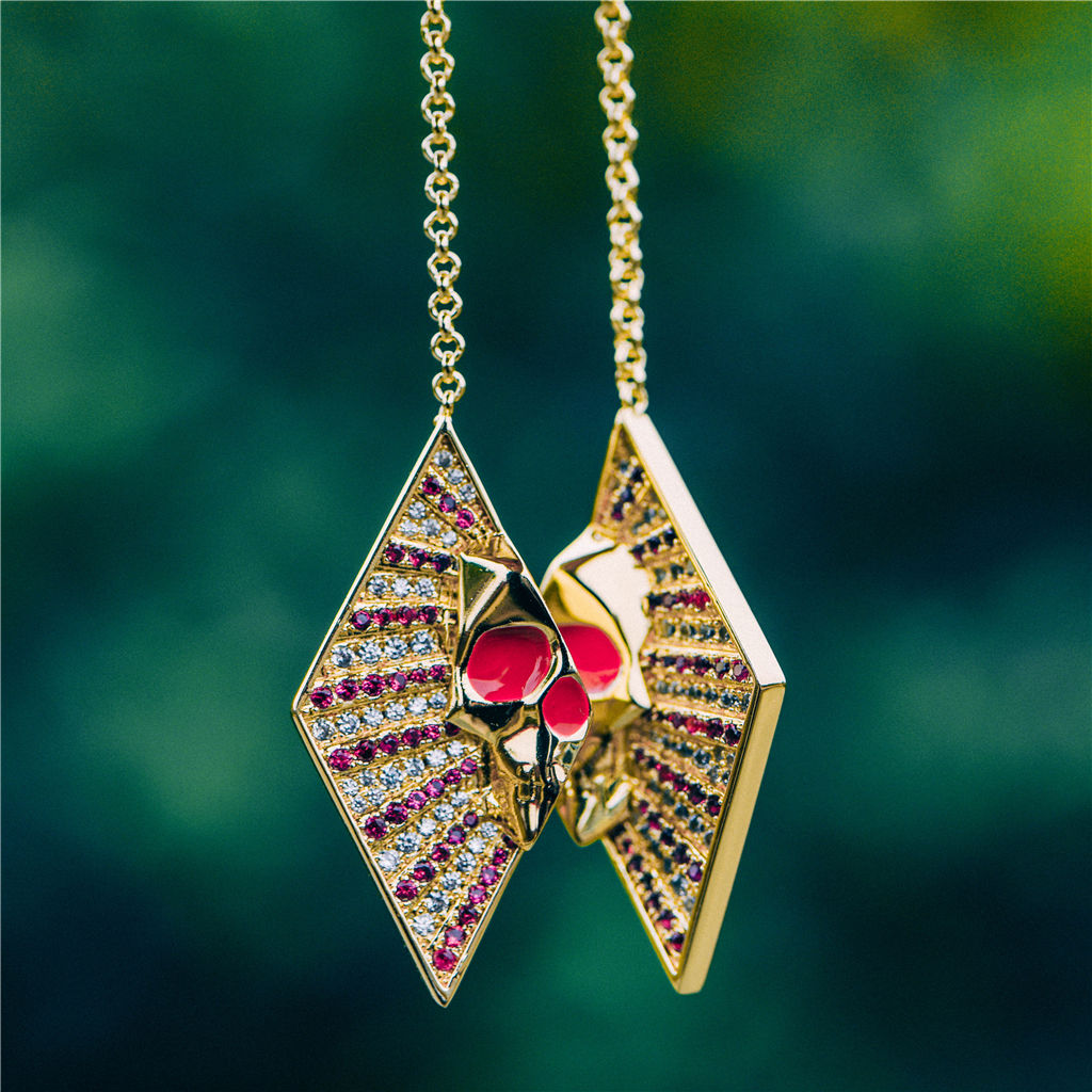 Red Iced Skull Earrings