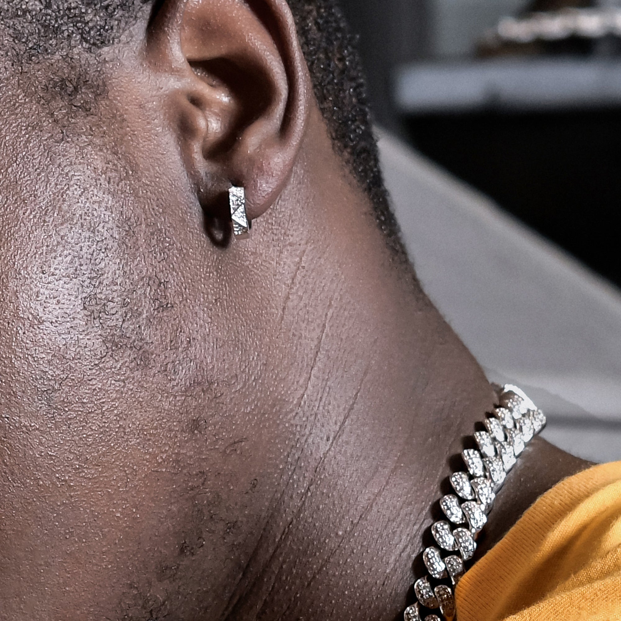 S925 Pyramid Hoop Earrings - Pair