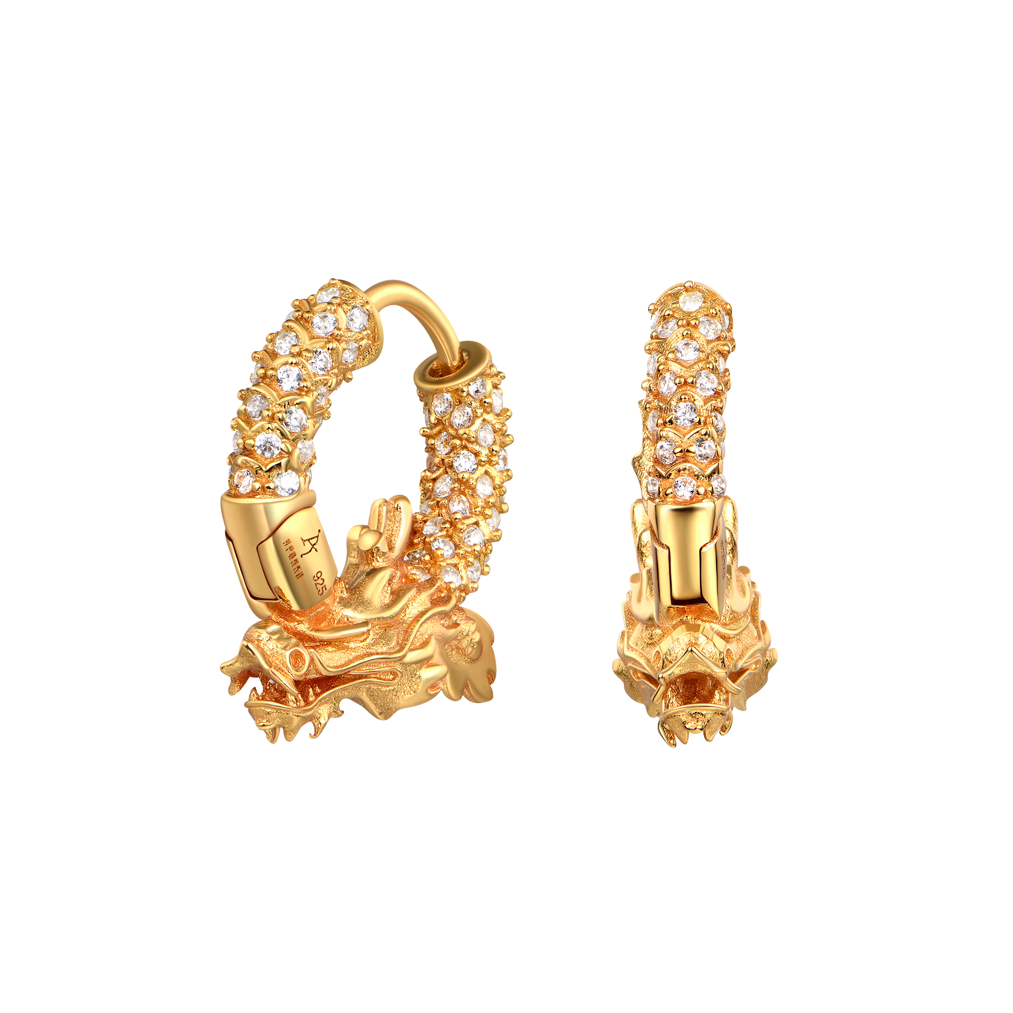 Moissanite WONG Dragon Hoop Earring