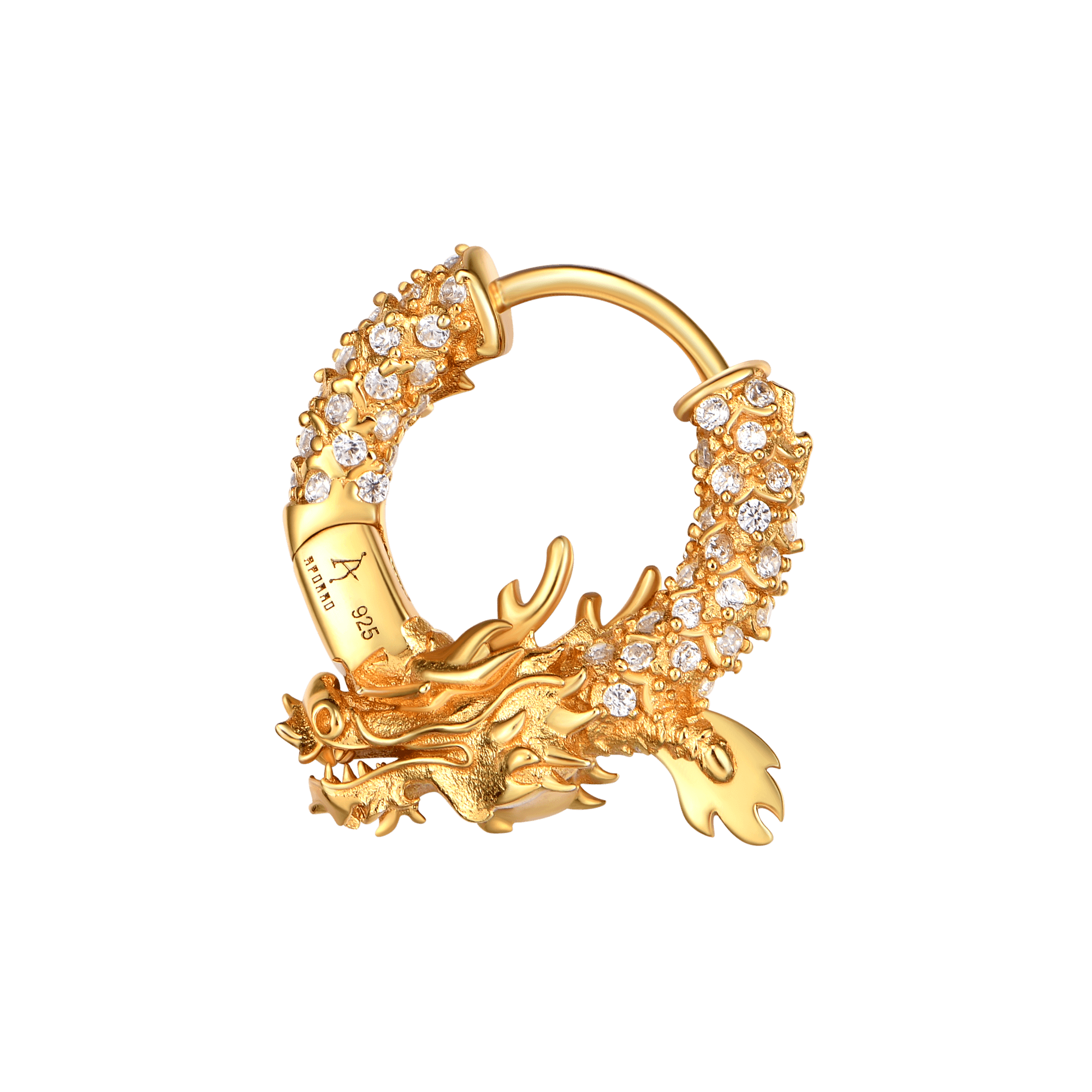 Moissanite WONG Dragon Hoop Earring
