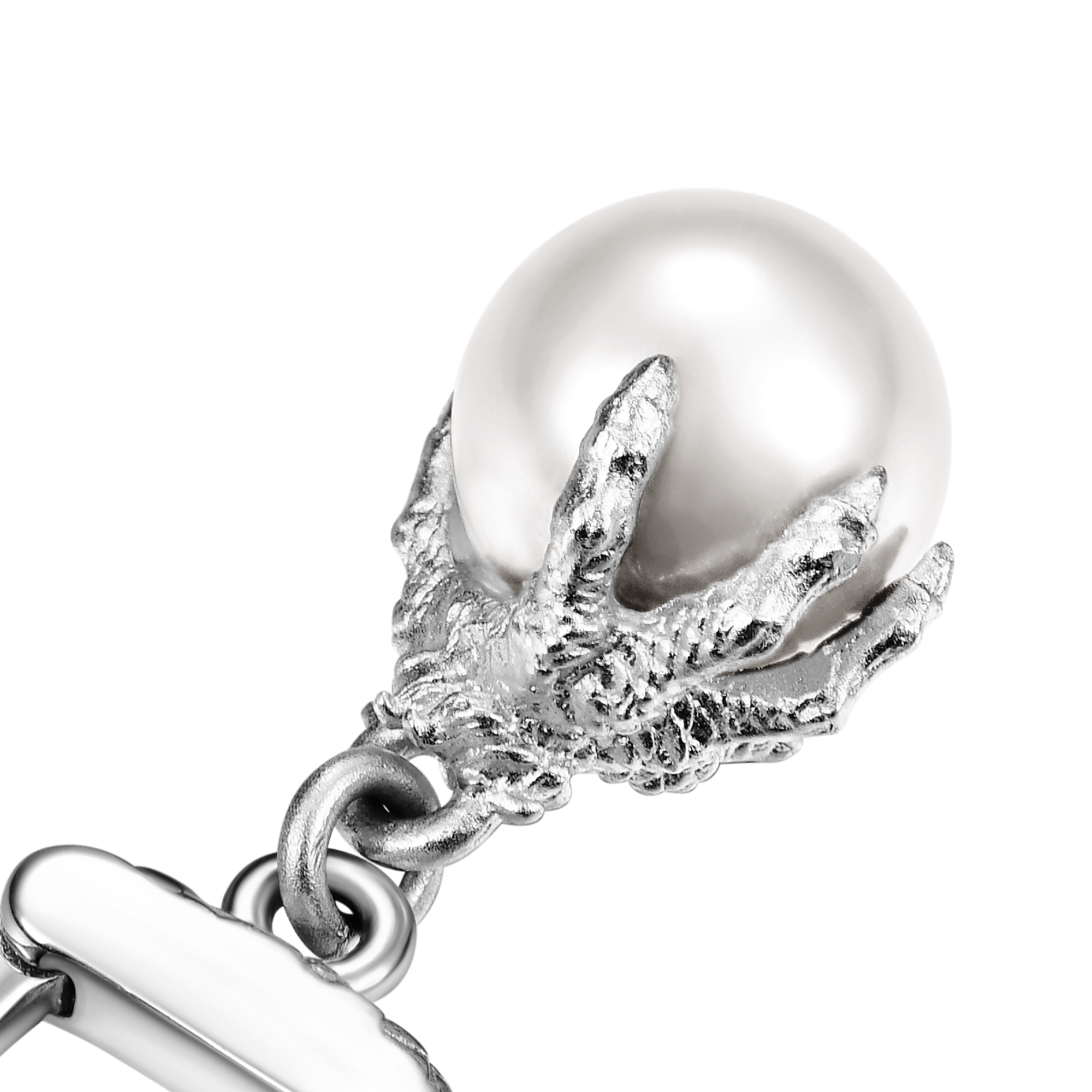 S925 WONG Dragon Claw Pearl Dangly Earring