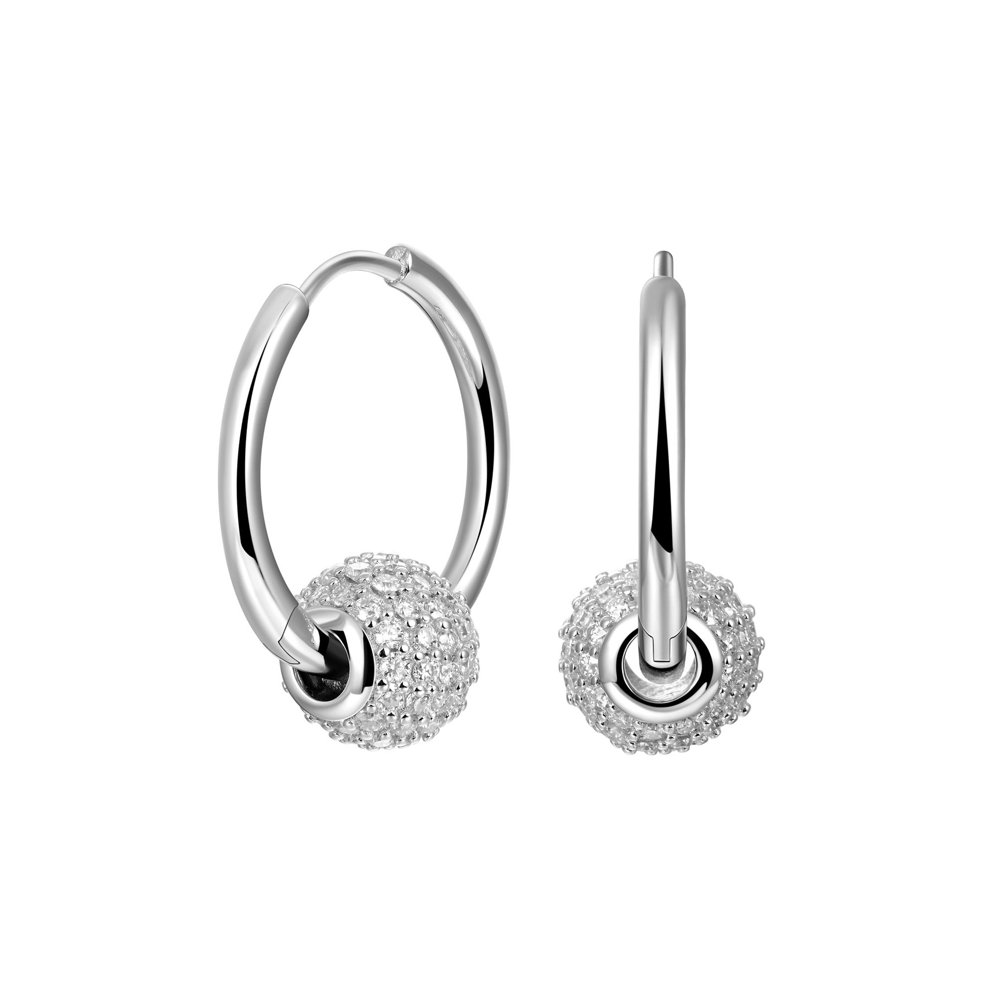 S925 Ball Hoop Earrings - Pair