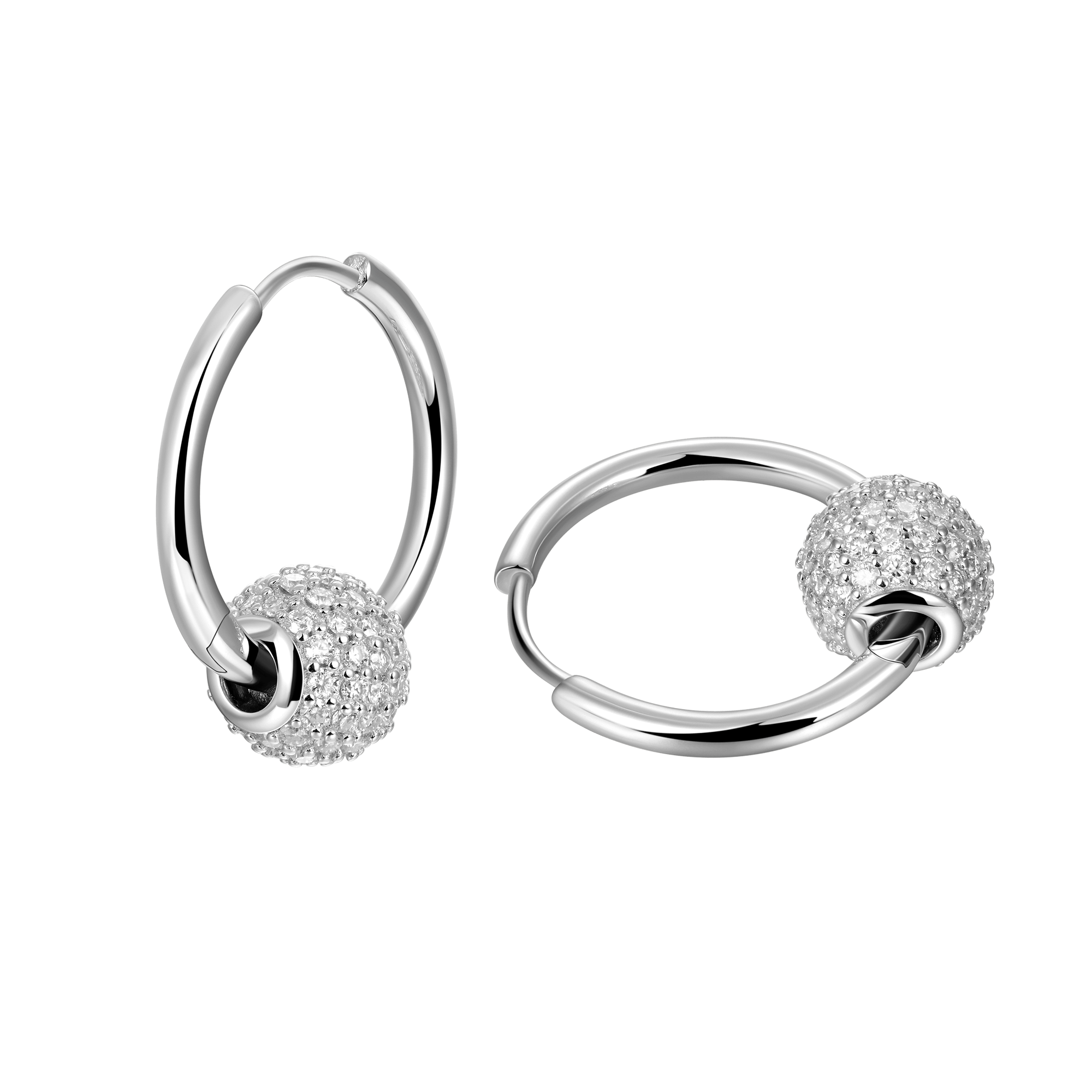 S925 Ball Hoop Earrings - Pair