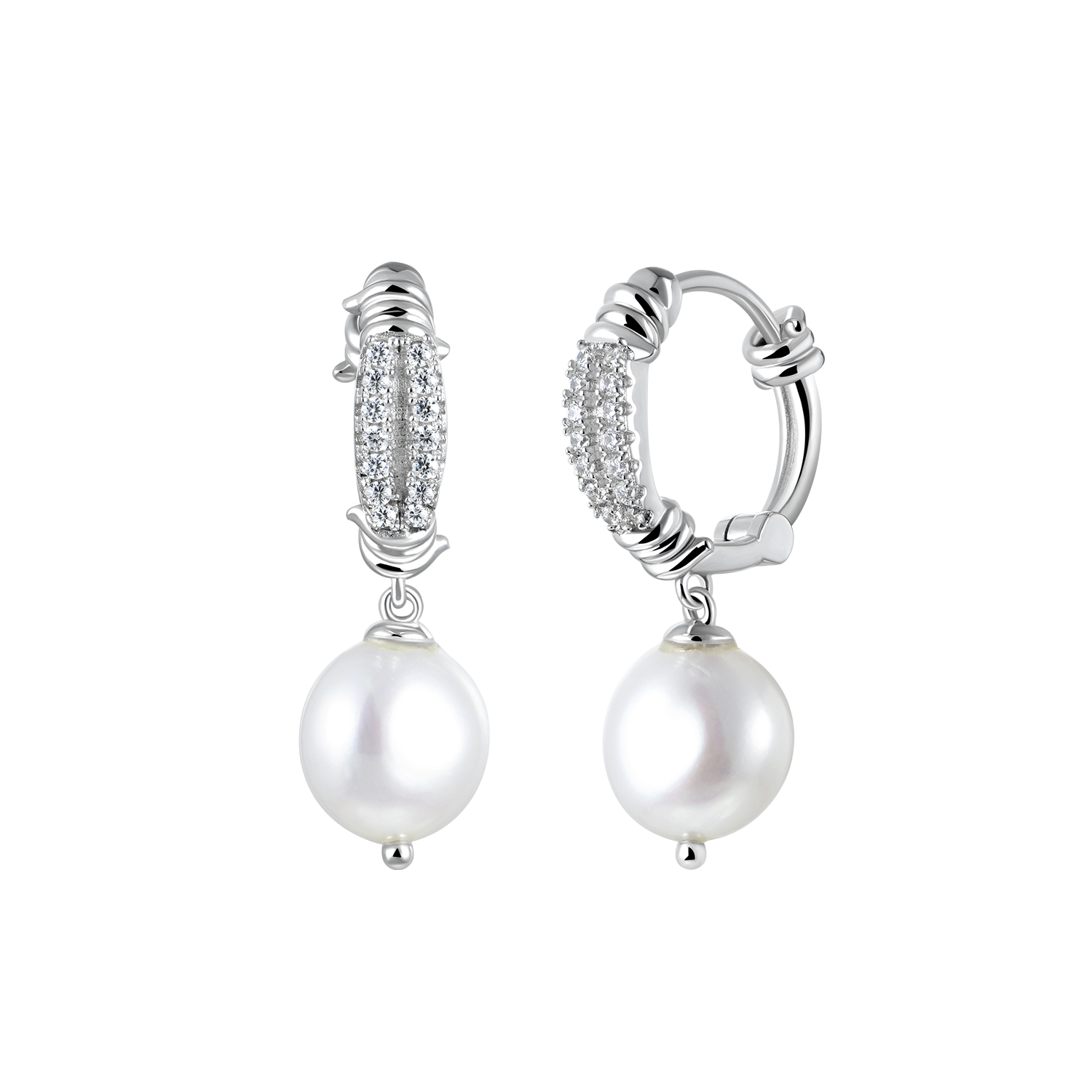 Single Barbed Wire Pearl Dangly Earring