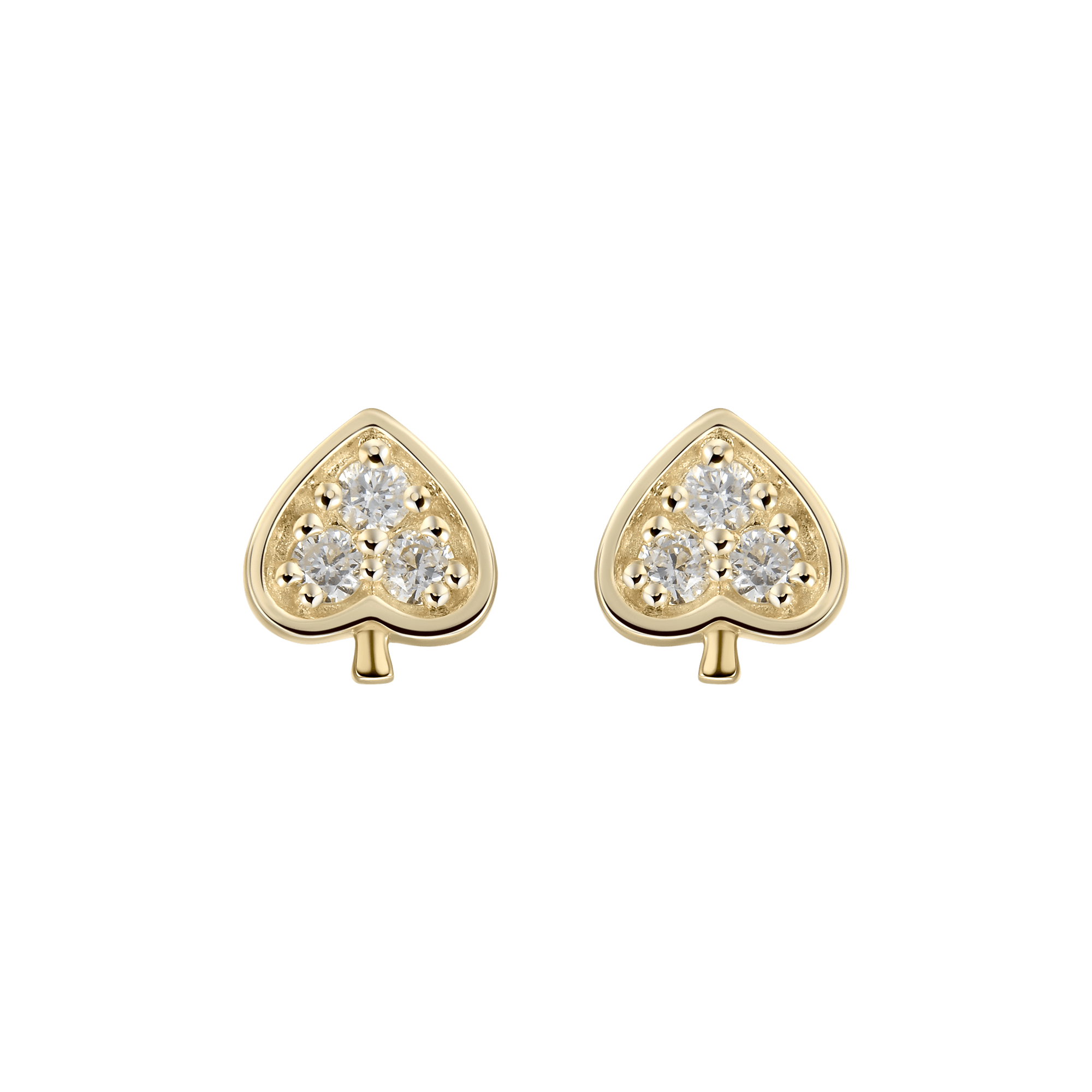 Solid Gold Poker Suit Diamond Earring