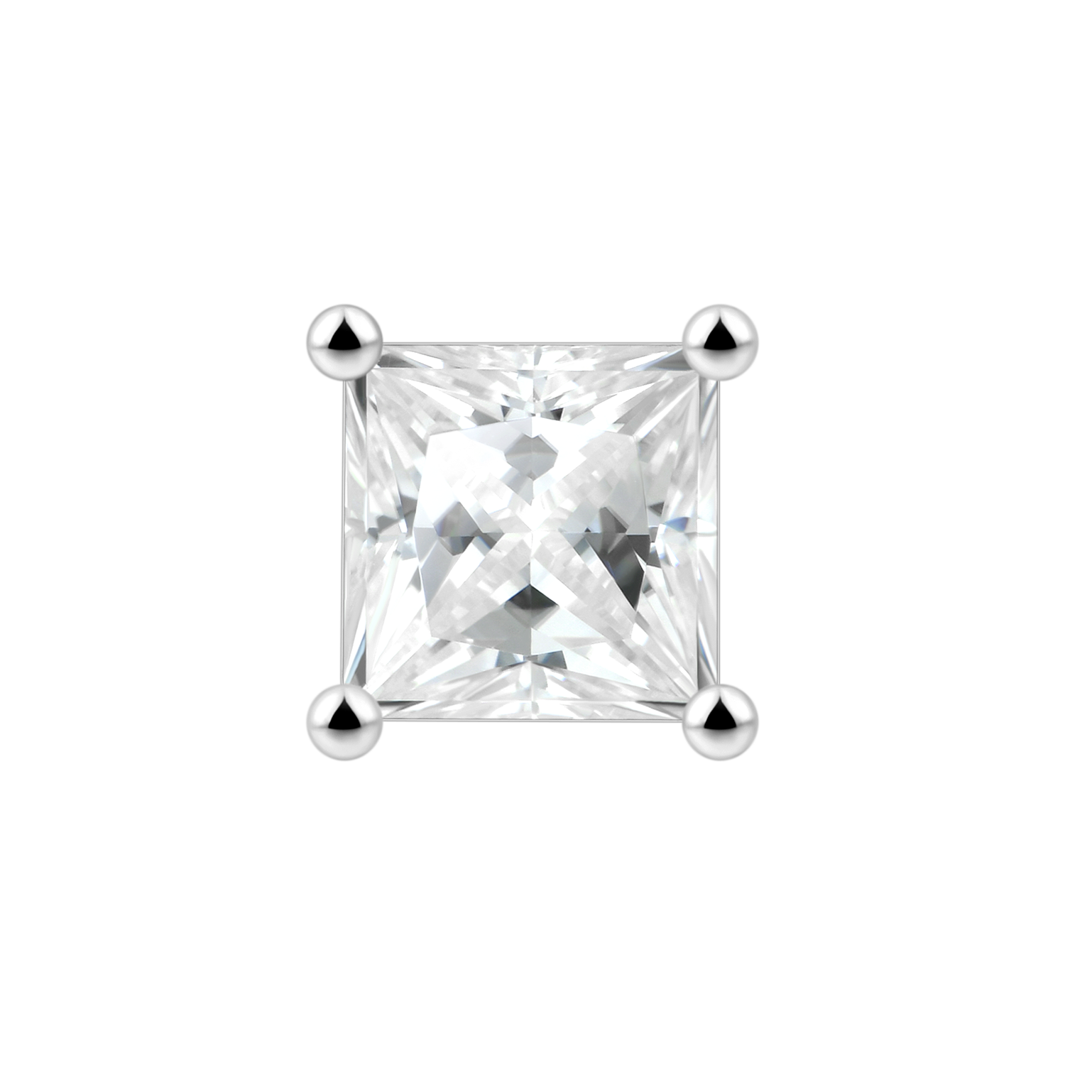 Women's Princess Cut Stud Earring
