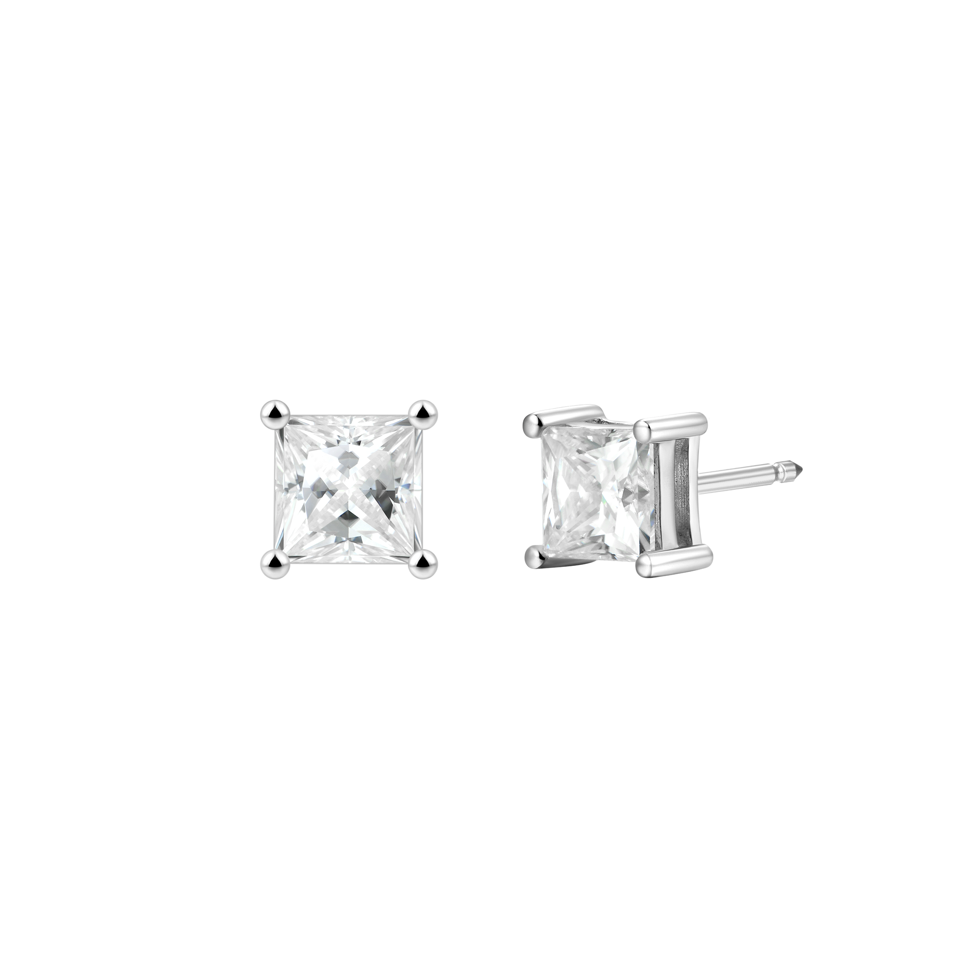 Women's Princess Cut Stud Earring