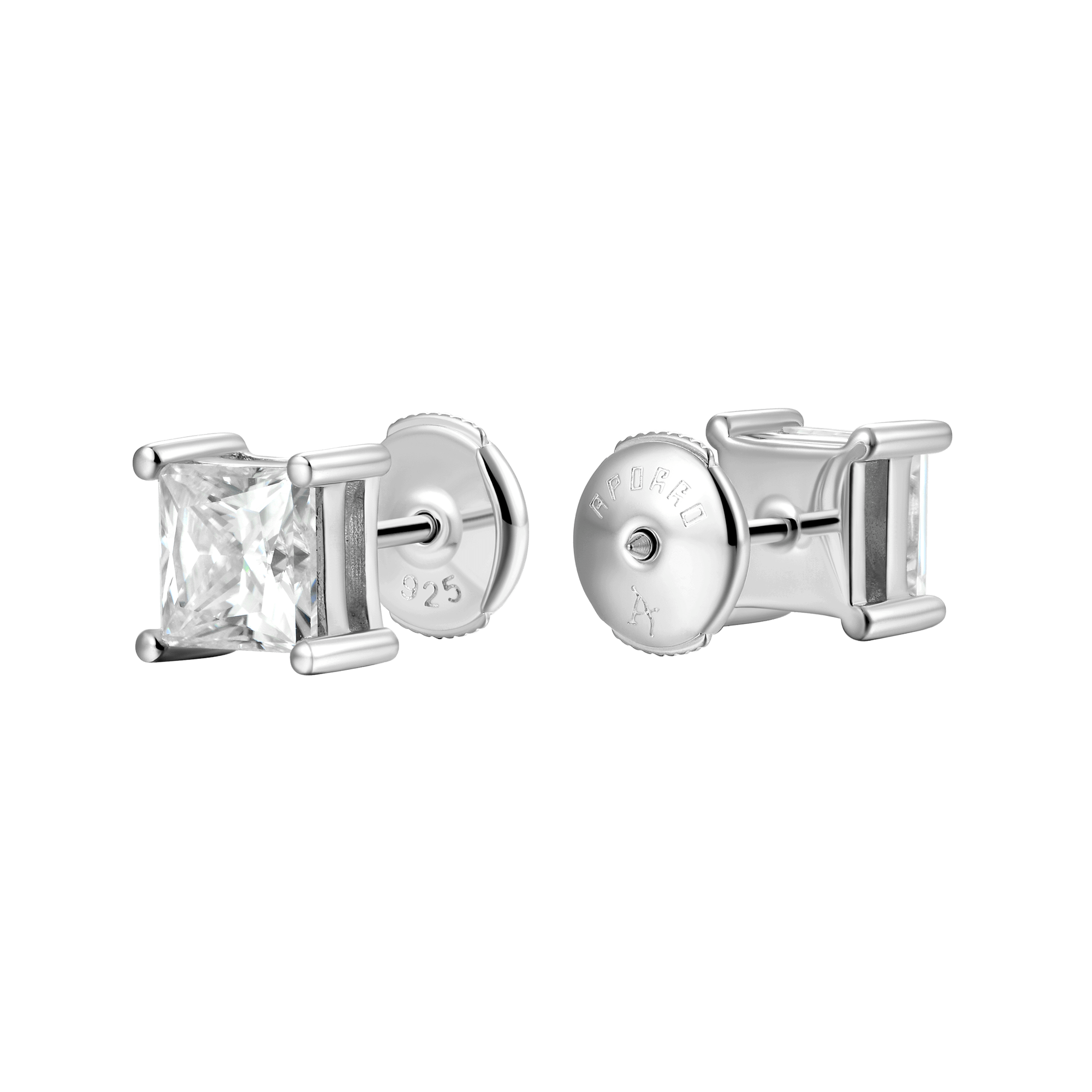 Women's Princess Cut Stud Earring