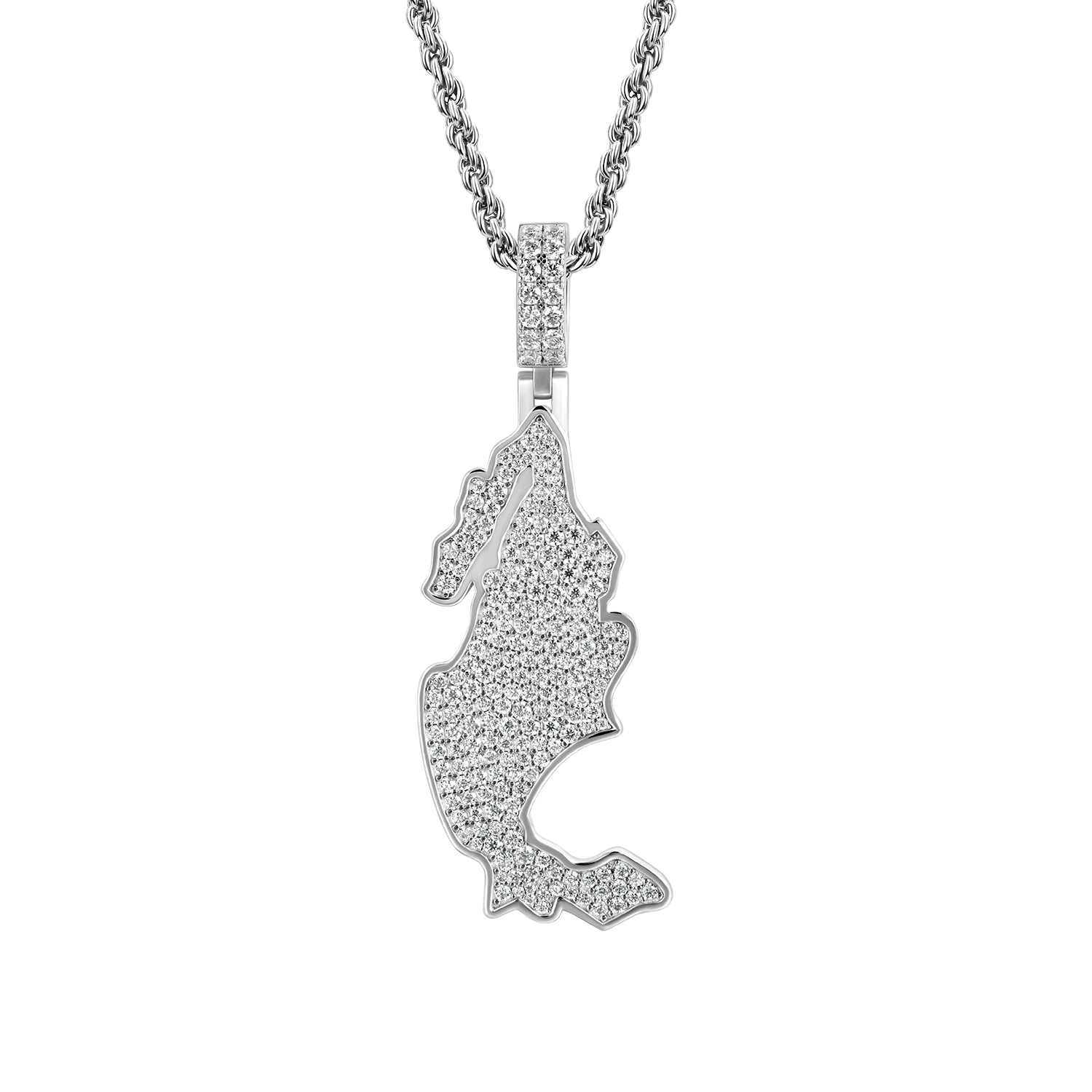 Moissanite Round Cut Map of Mexico Pendant