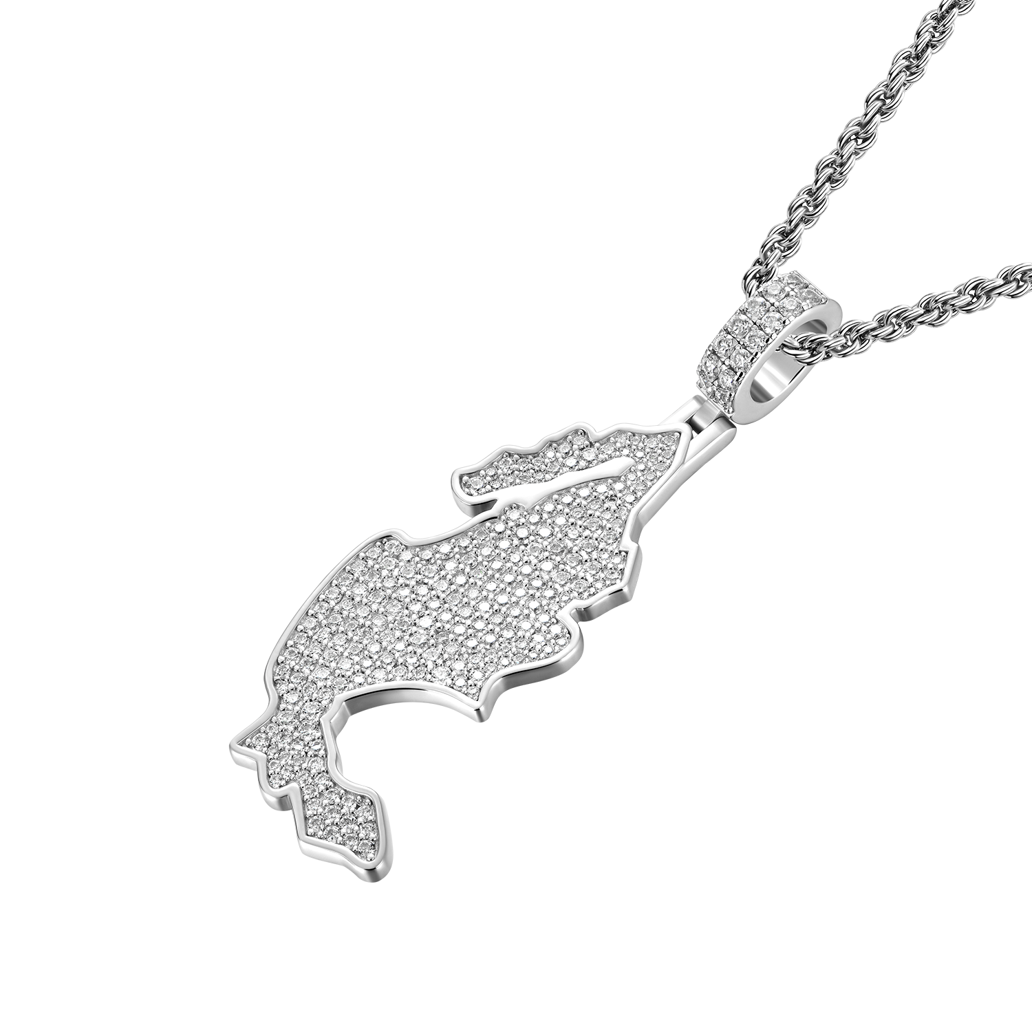 Moissanite Round Cut Map of Mexico Pendant