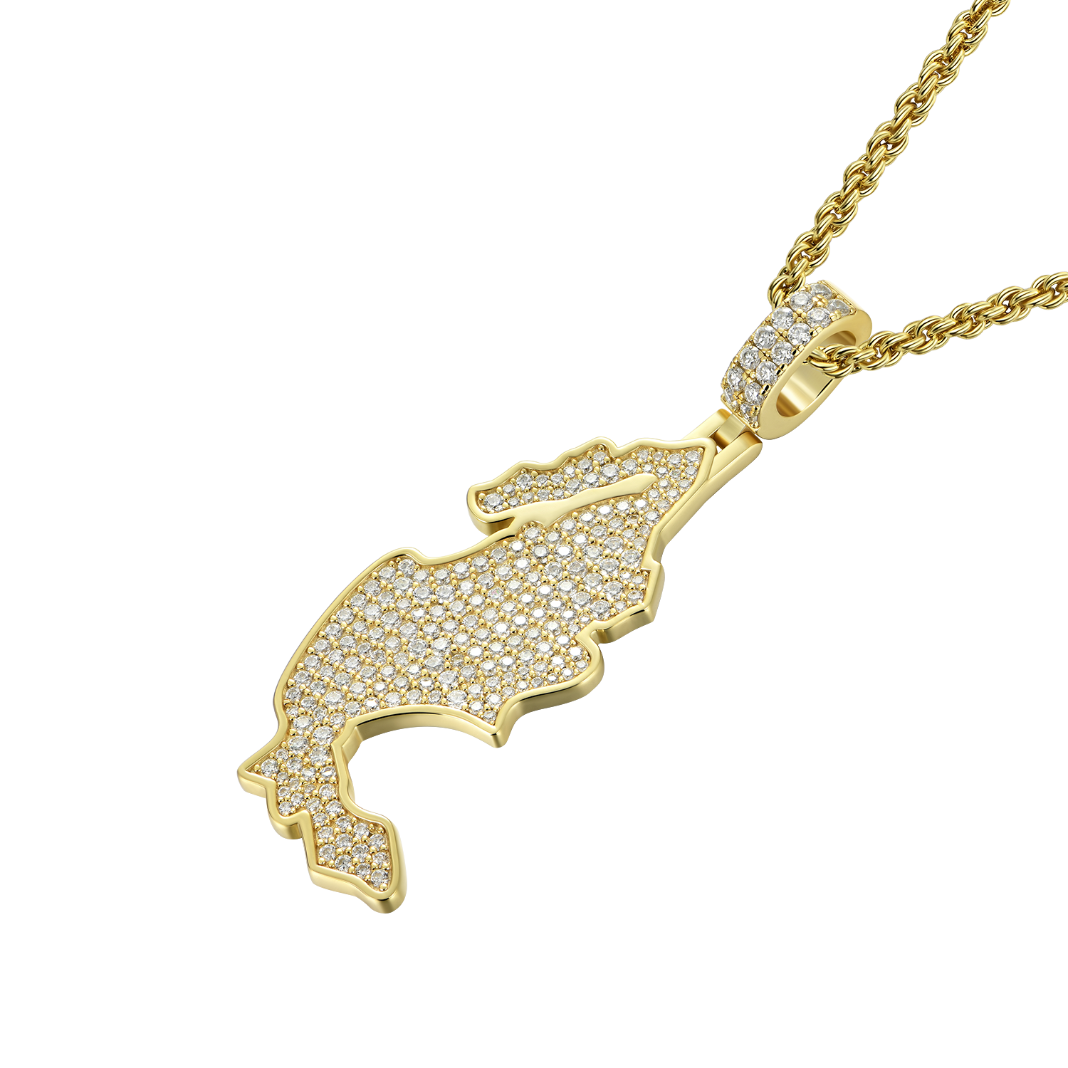 Moissanite Round Cut Map of Mexico Pendant